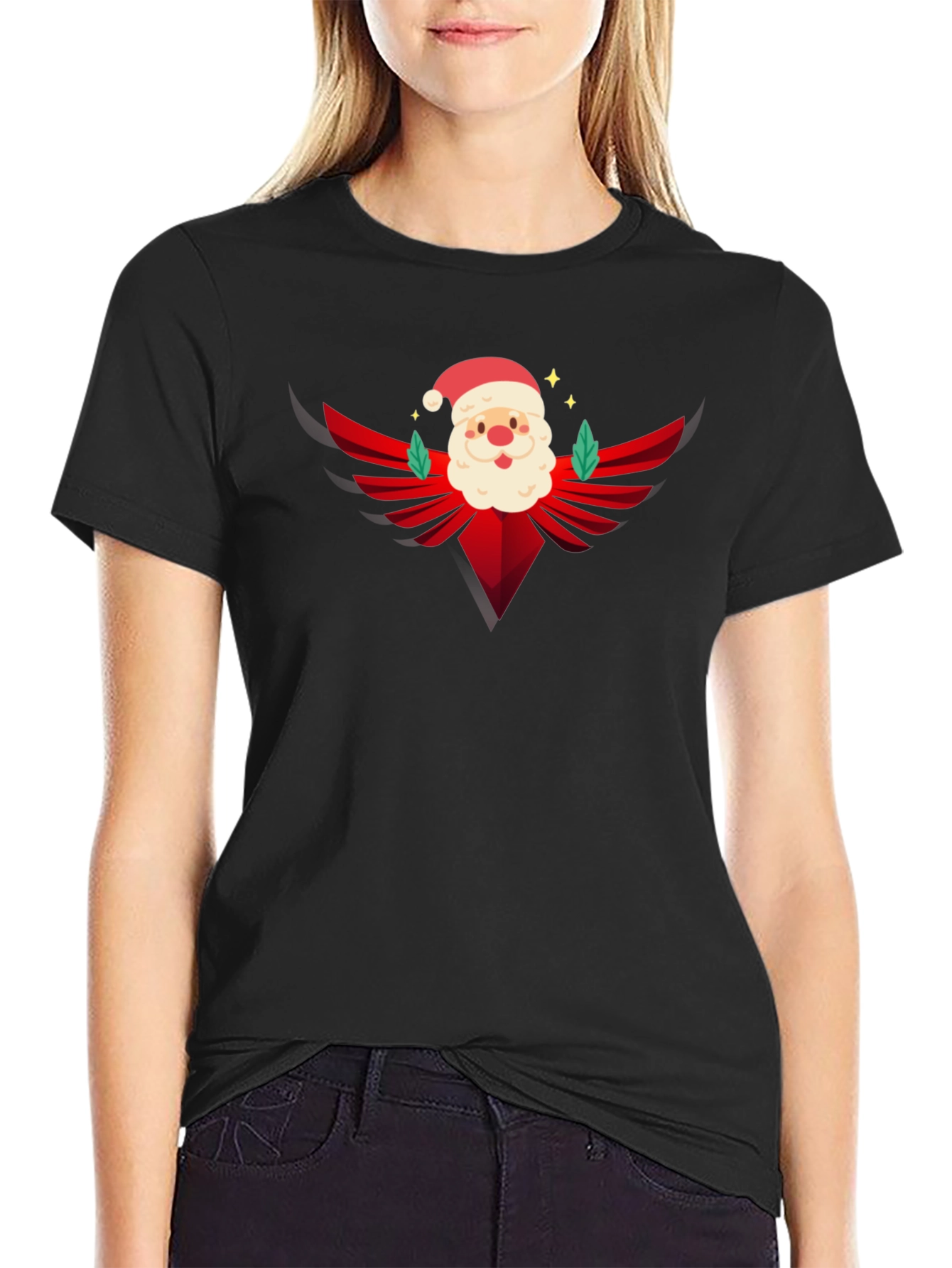 Festive Santa Graphic Tee - Holiday Style