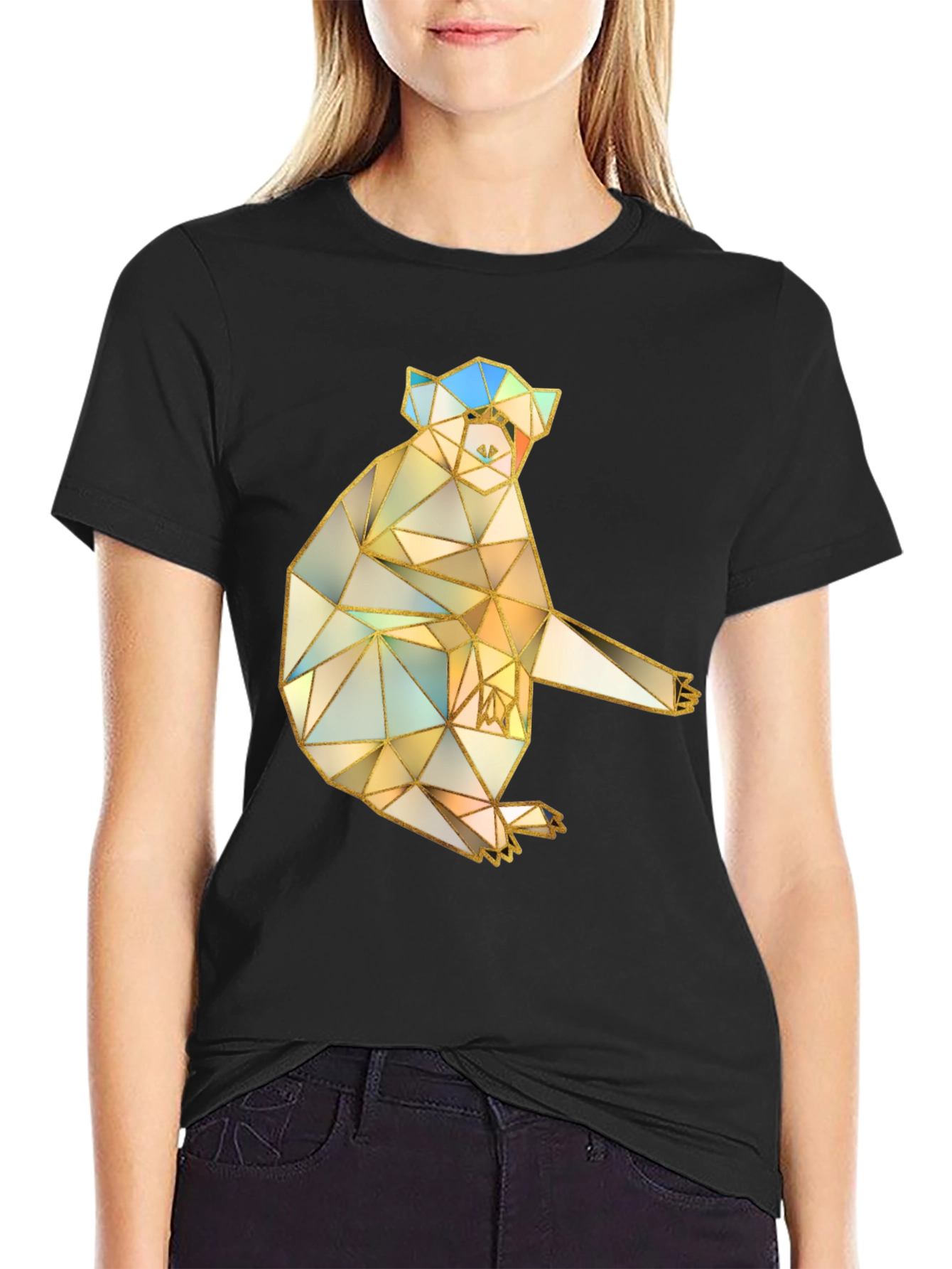 Geometric Koala Graphic Tee - Black