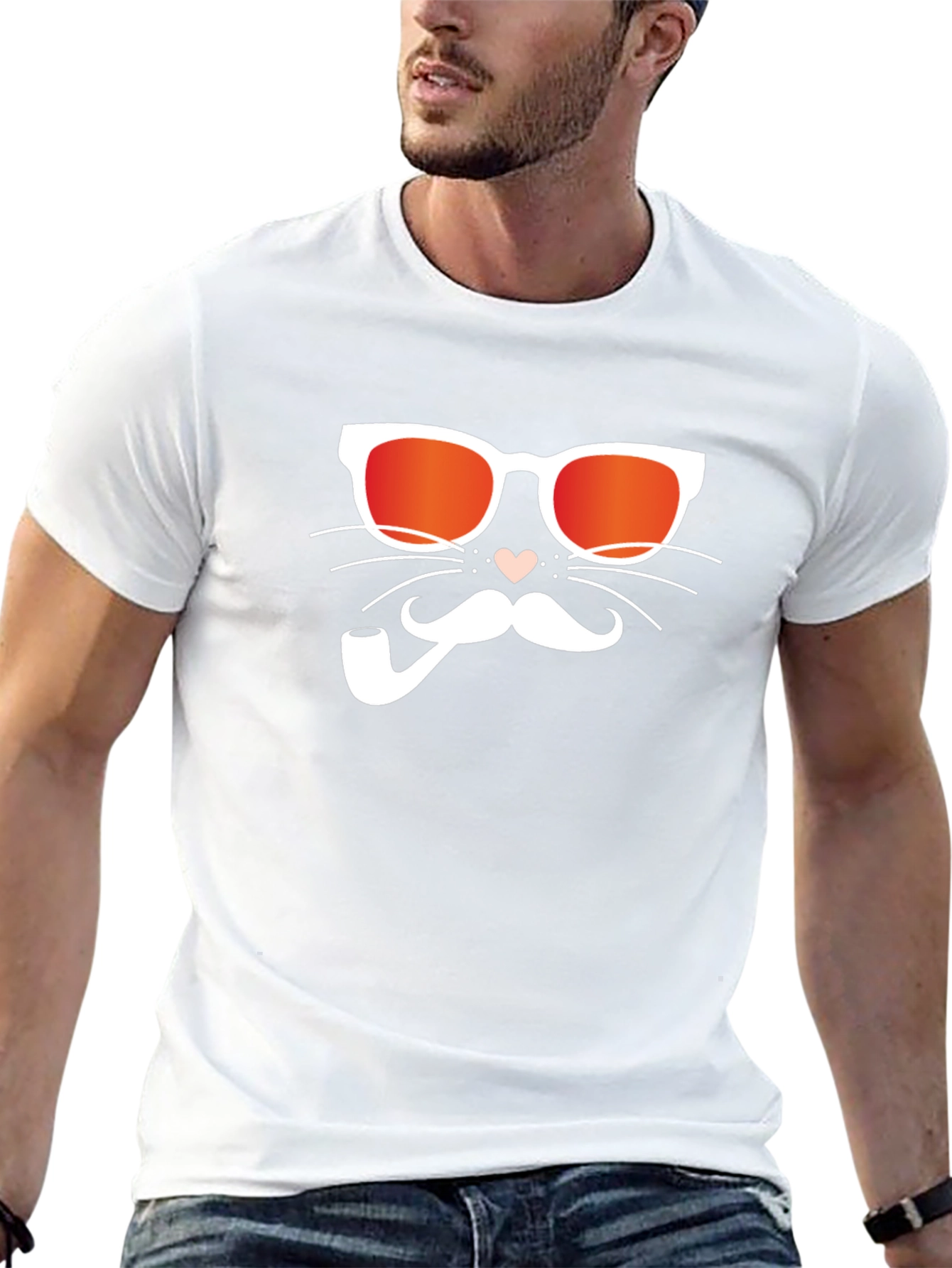 Cool Cat with Pipe Black T-Shirt
