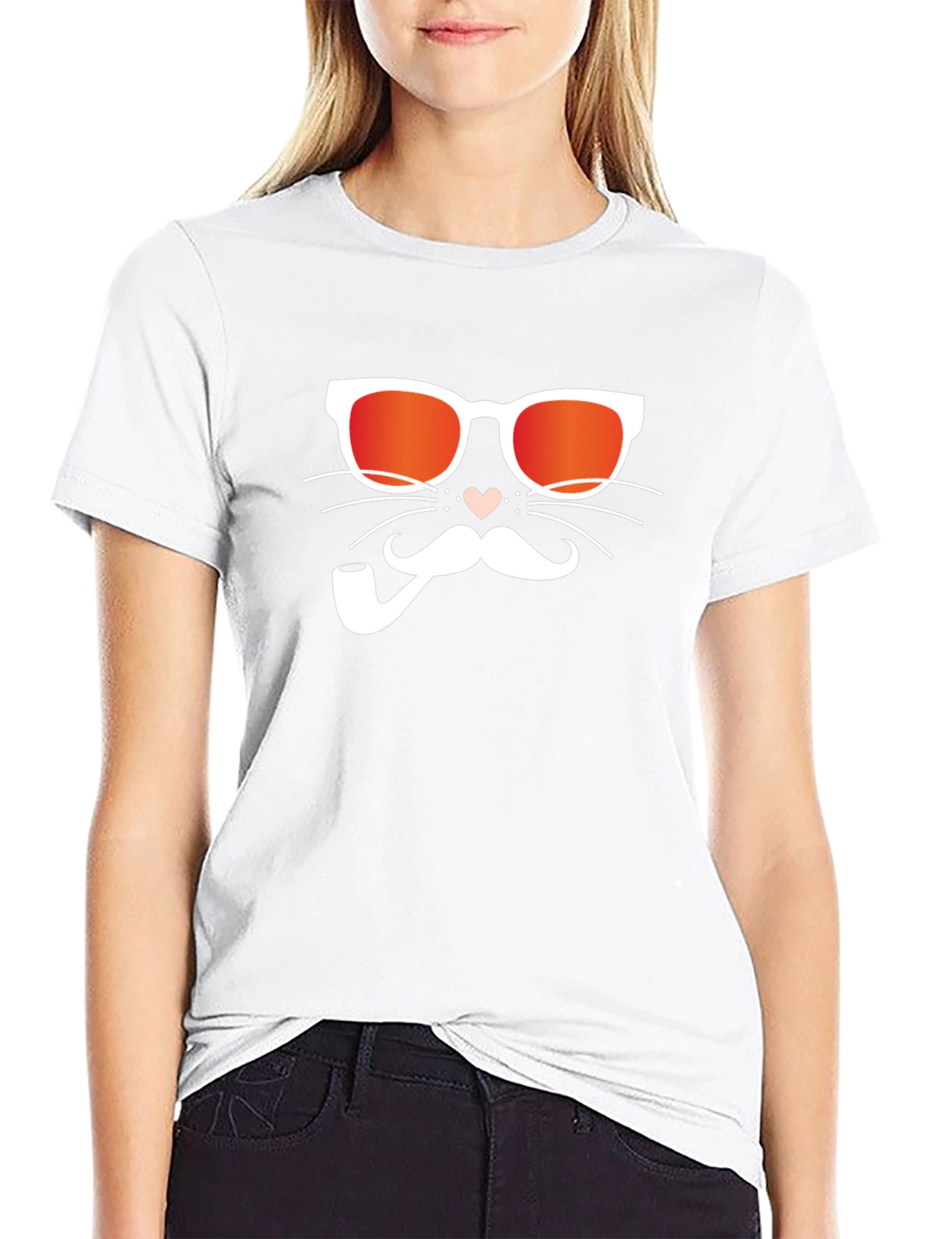 Cool Cat with Pipe Black T-Shirt