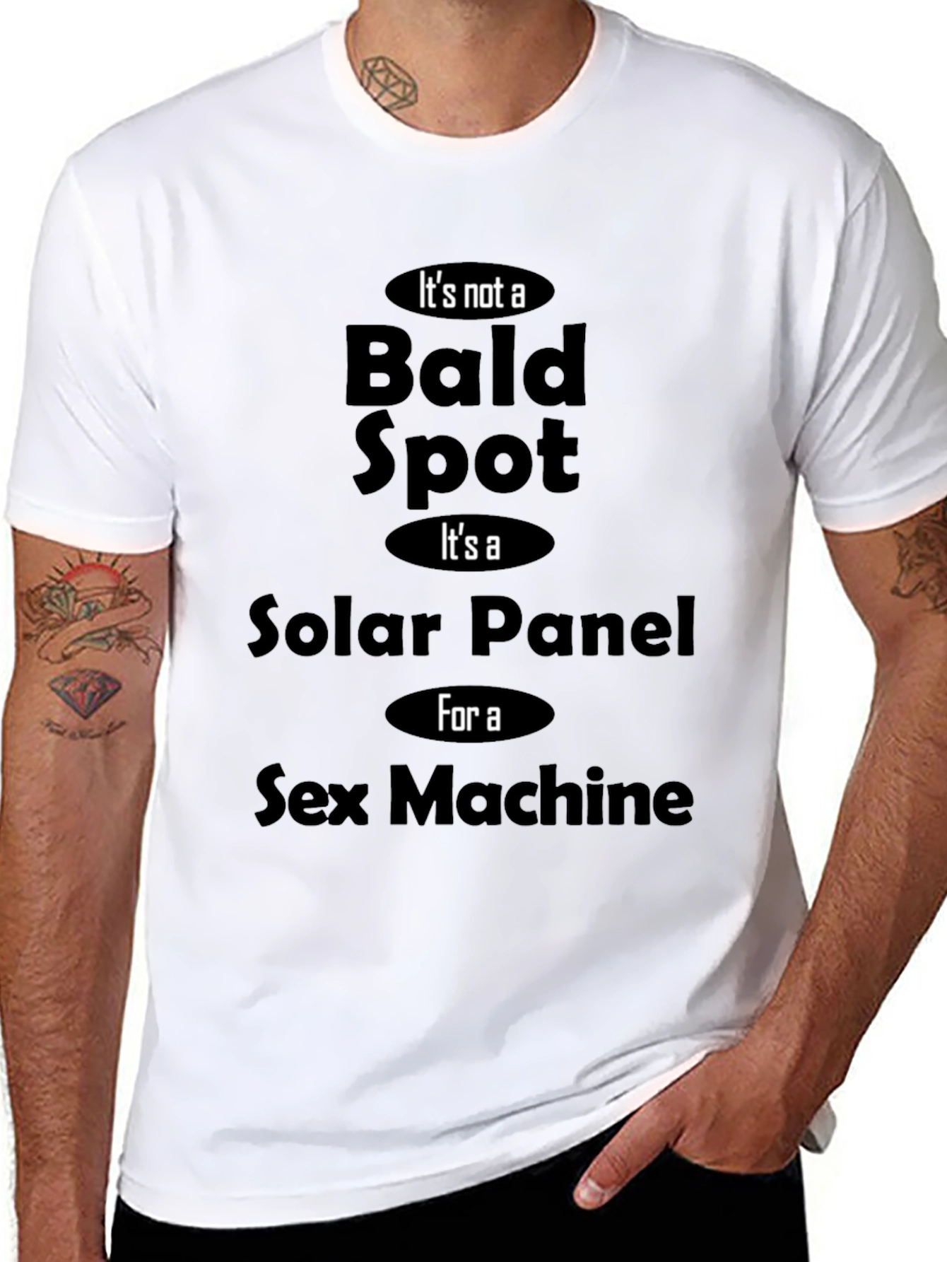 Bald Spot Solar Panel Funny Mens Black T-Shirt