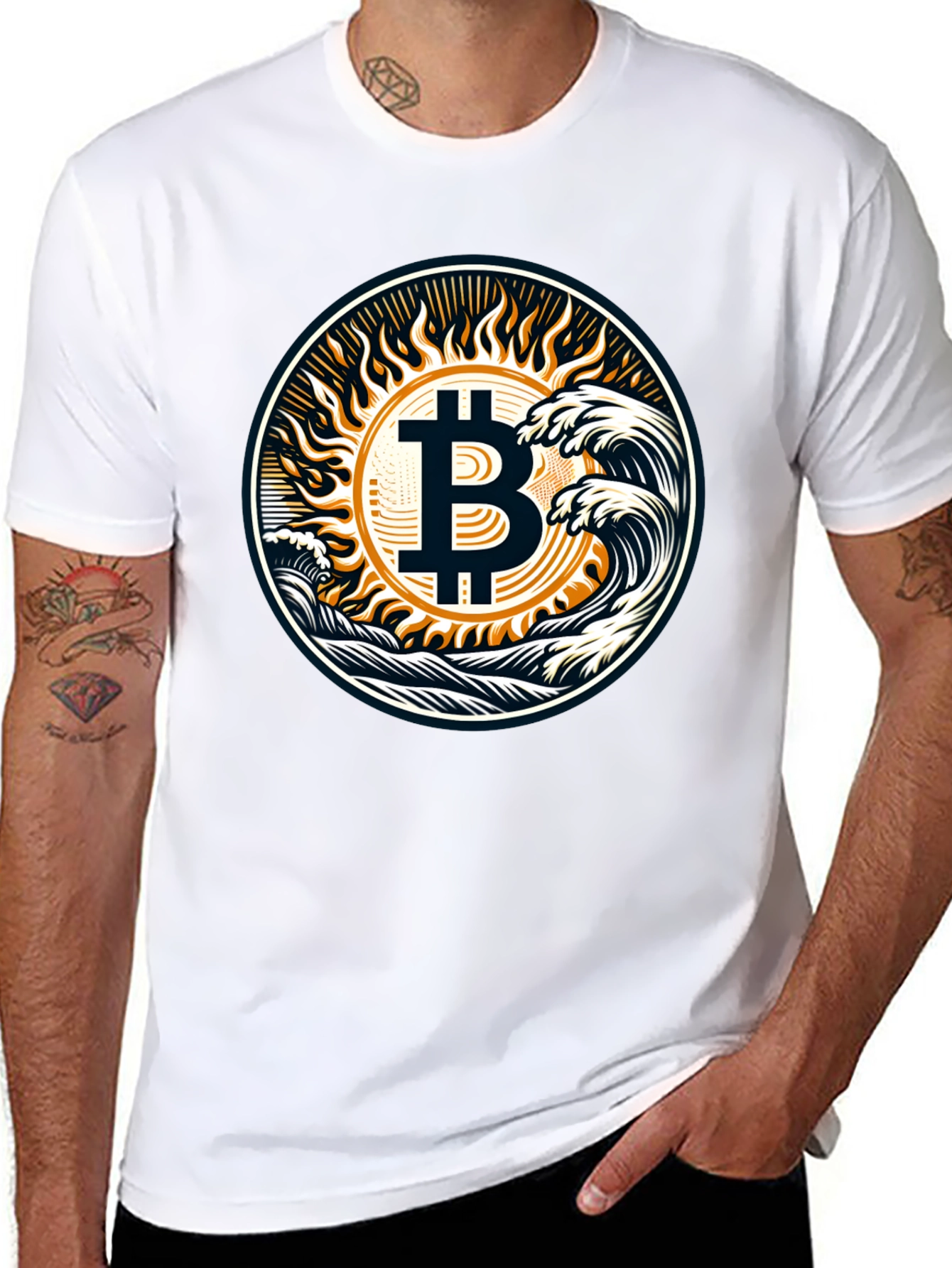 Bitcoin Wave T-Shirt - Crypto Sun Graphic Tee
