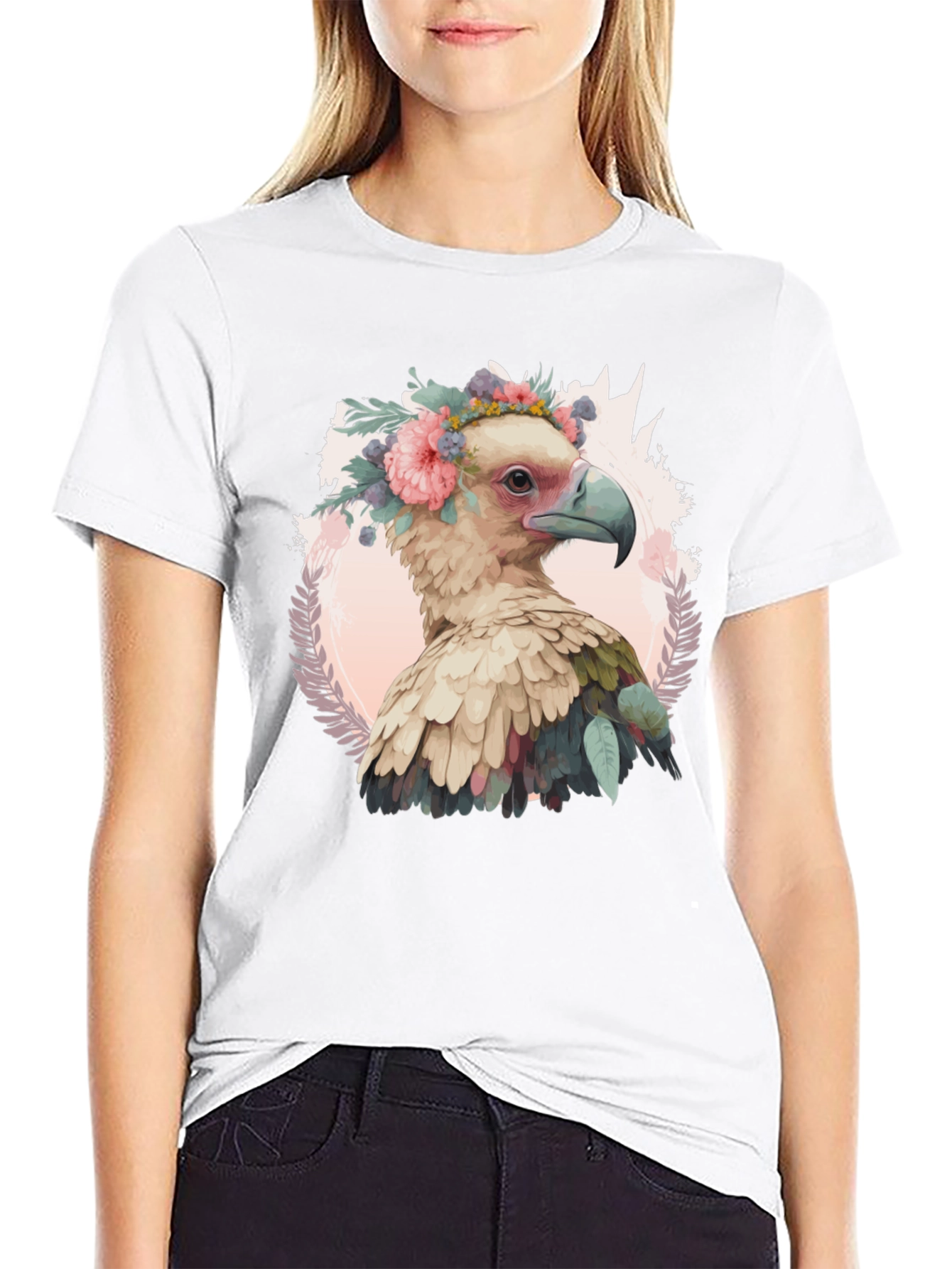 Bird with Flower Crown T-Shirt - Unique Graphic Tee