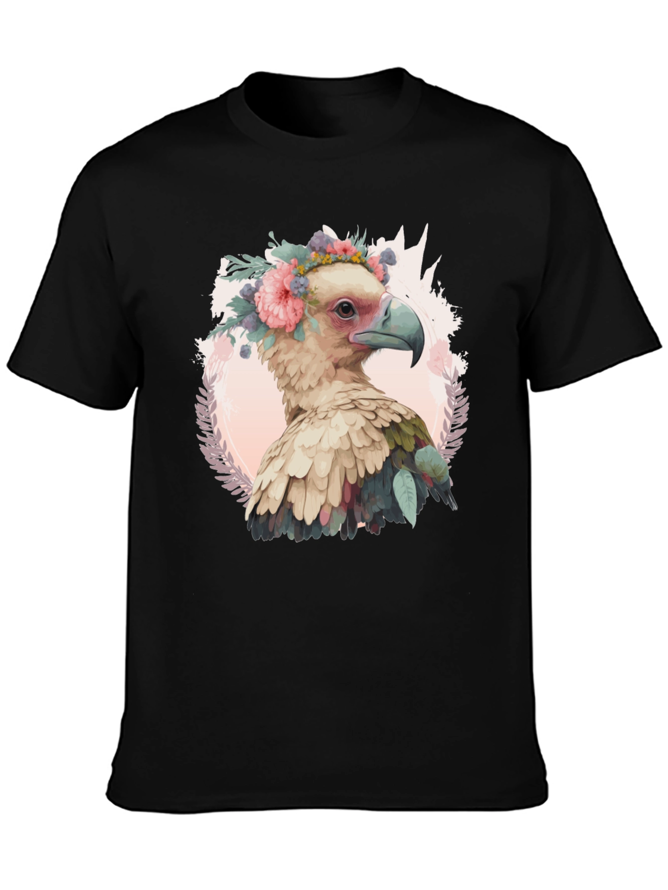 Bird with Flower Crown T-Shirt - Unique Graphic Tee