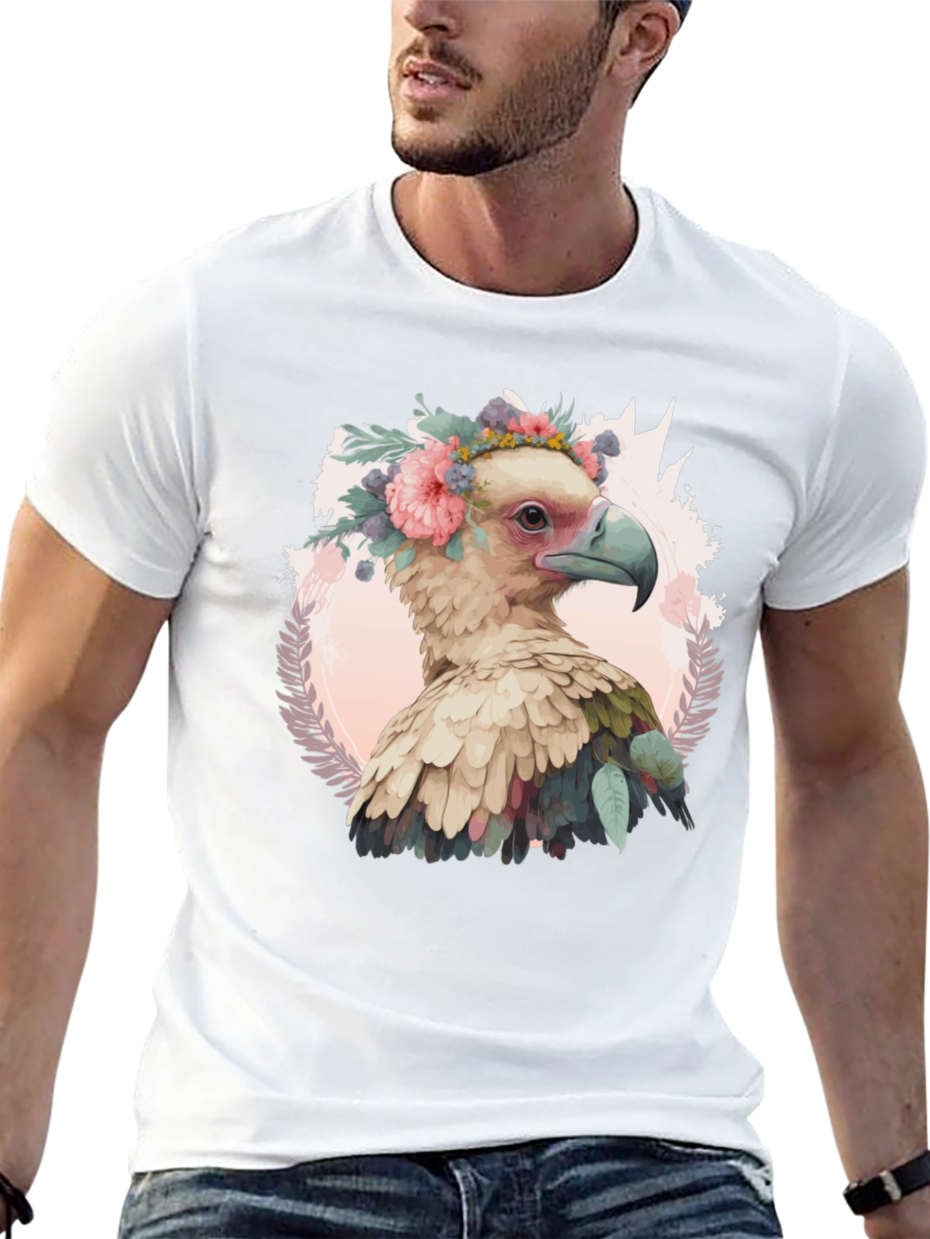 Bird with Flower Crown T-Shirt - Unique Graphic Tee