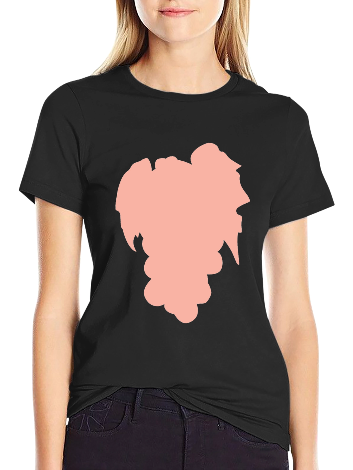 Stylish Black Graphic Tee - Abstract Silhouette Design
