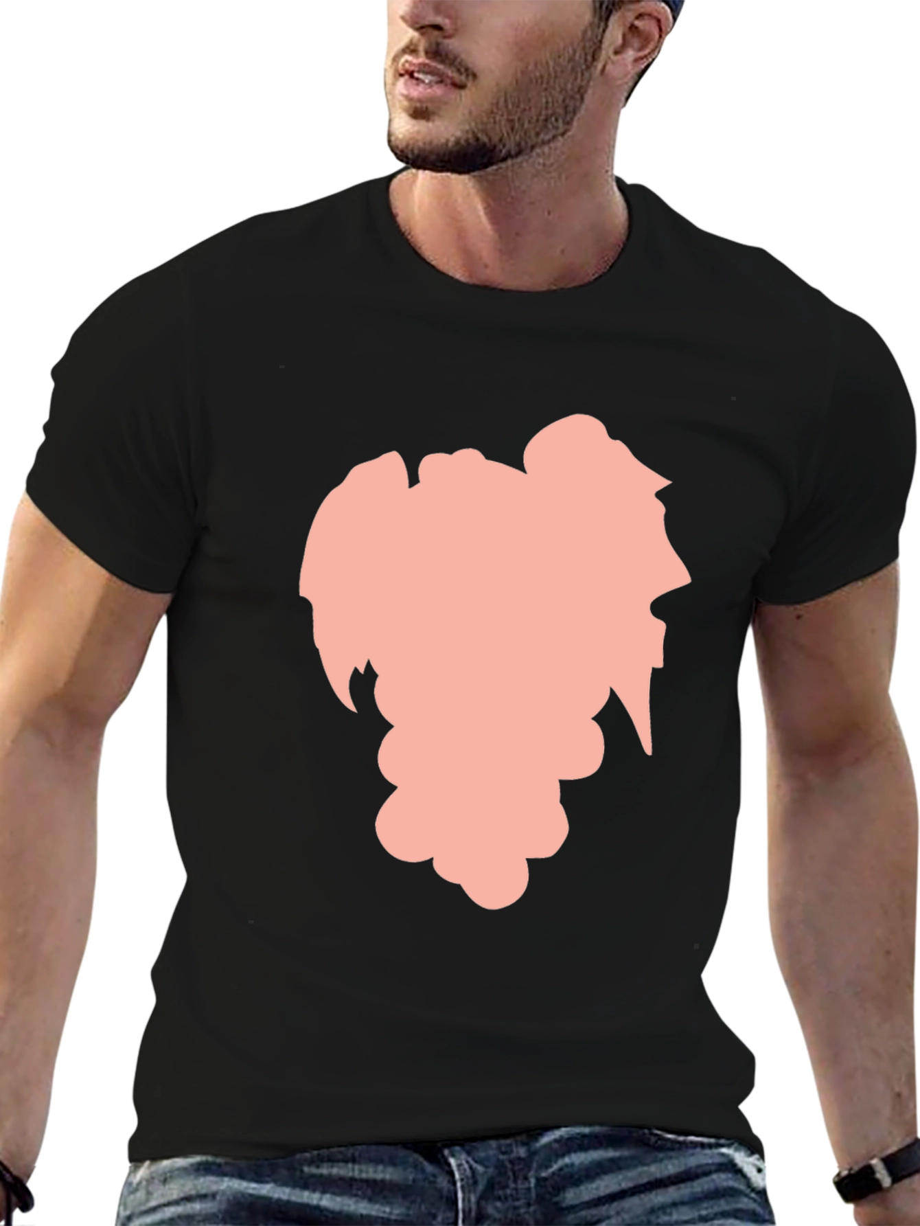 Stylish Black Graphic Tee - Abstract Silhouette Design