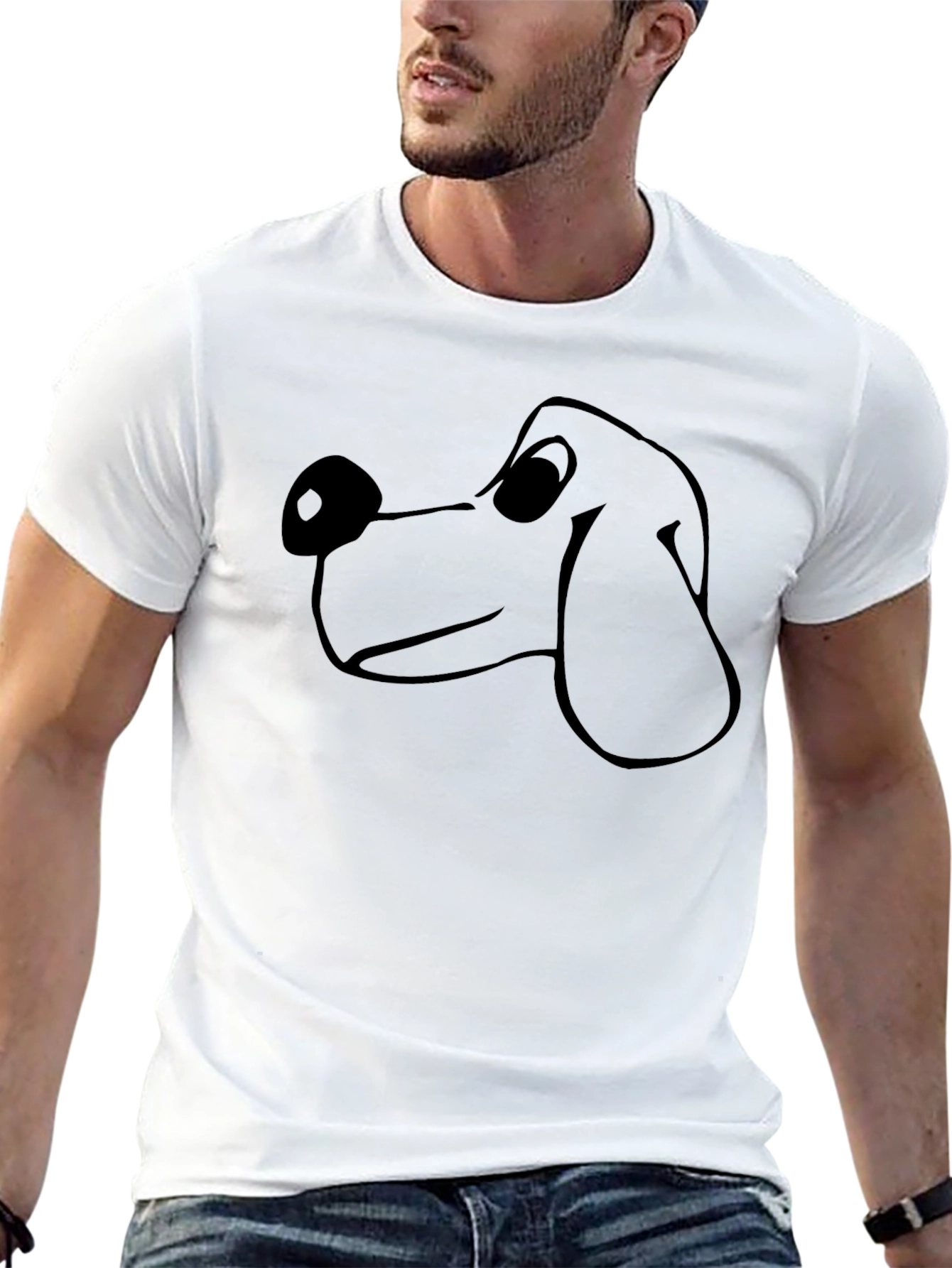 Cartoon Dog Graphic Tee - Black