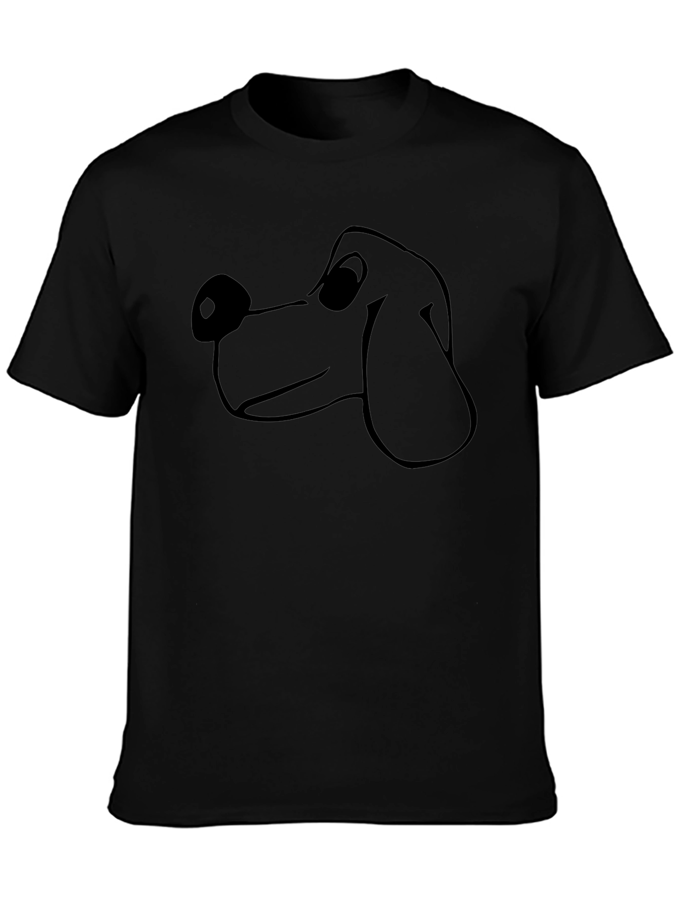 Cartoon Dog Graphic Tee - Black