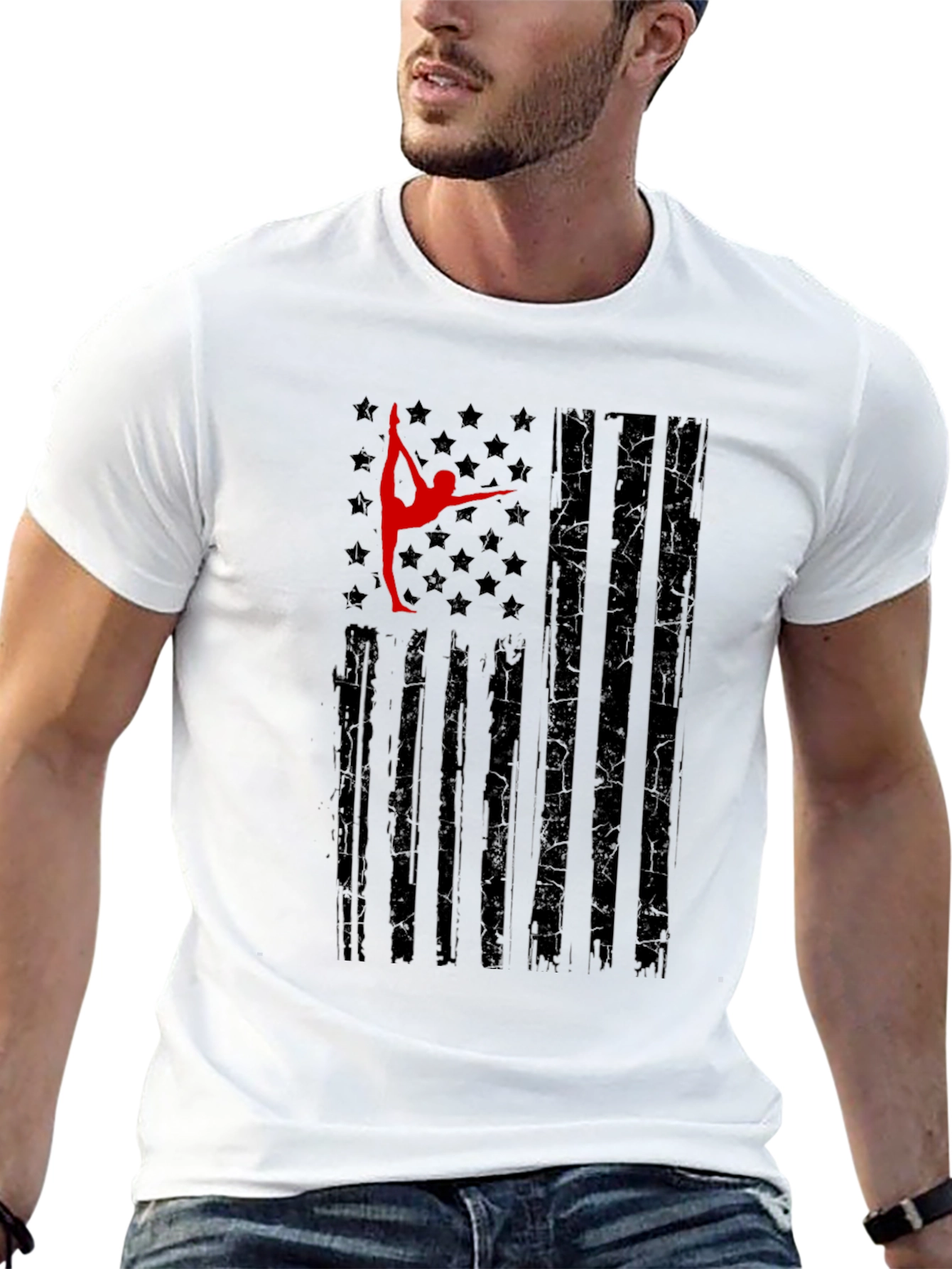 Gymnastics American Flag Graphic T-Shirt