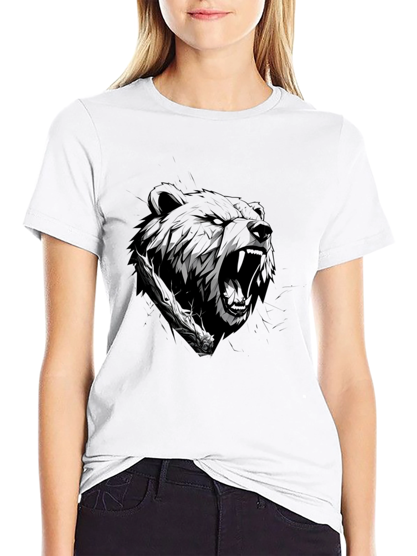 Grizzly Bear Graphic T-Shirt - Black Cotton Tee