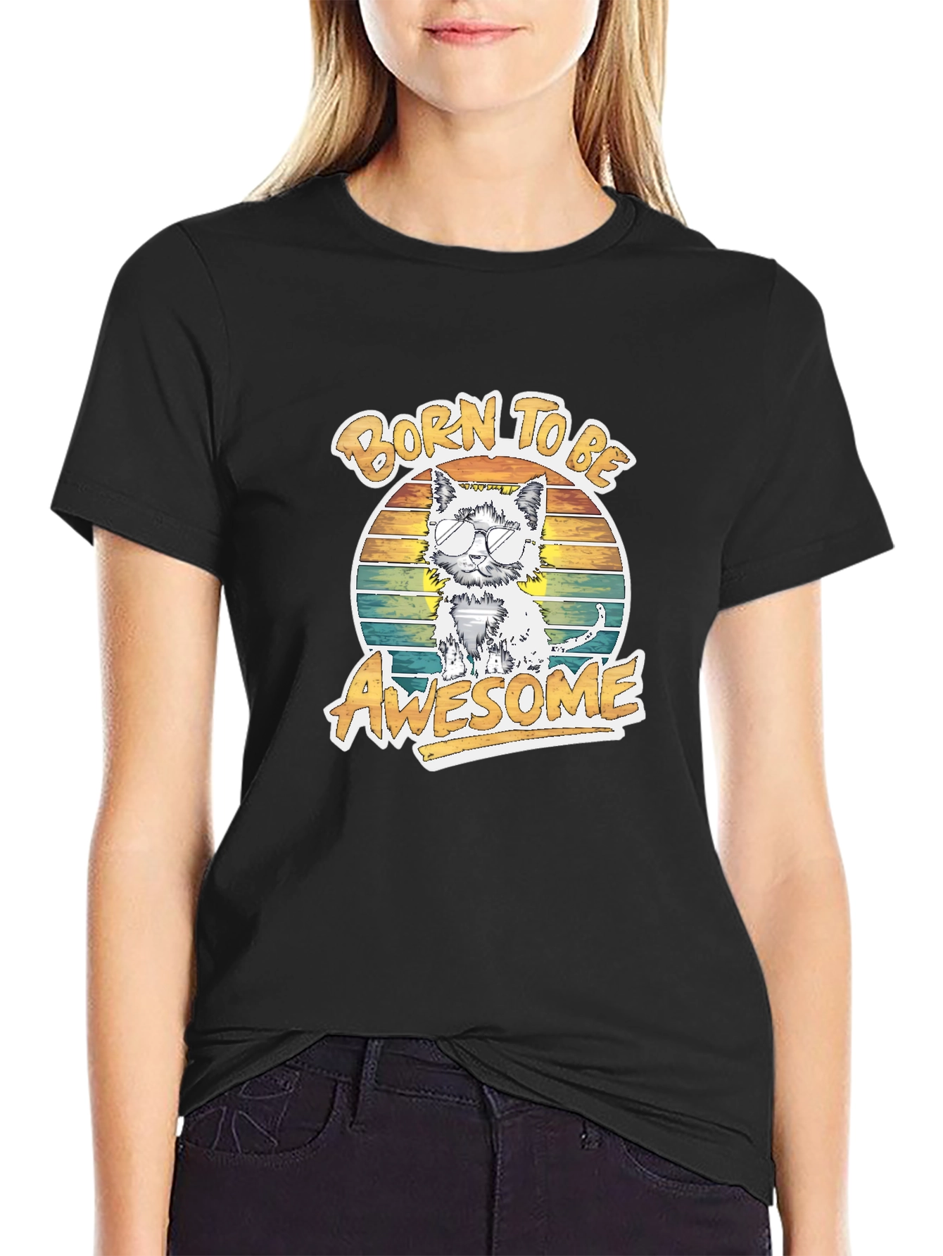 Born To Be Awesome Cat T-Shirt