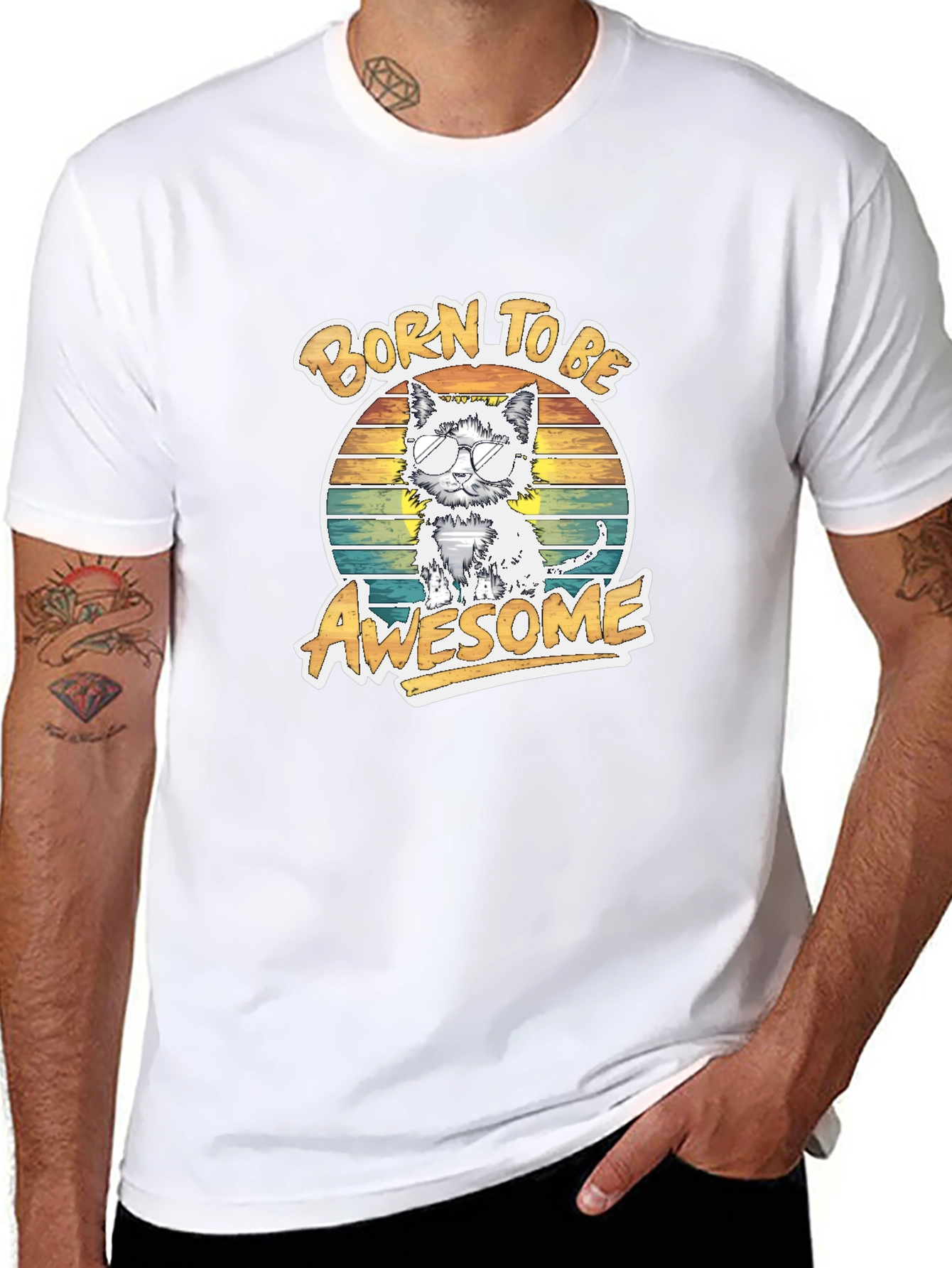 Born To Be Awesome Cat T-Shirt