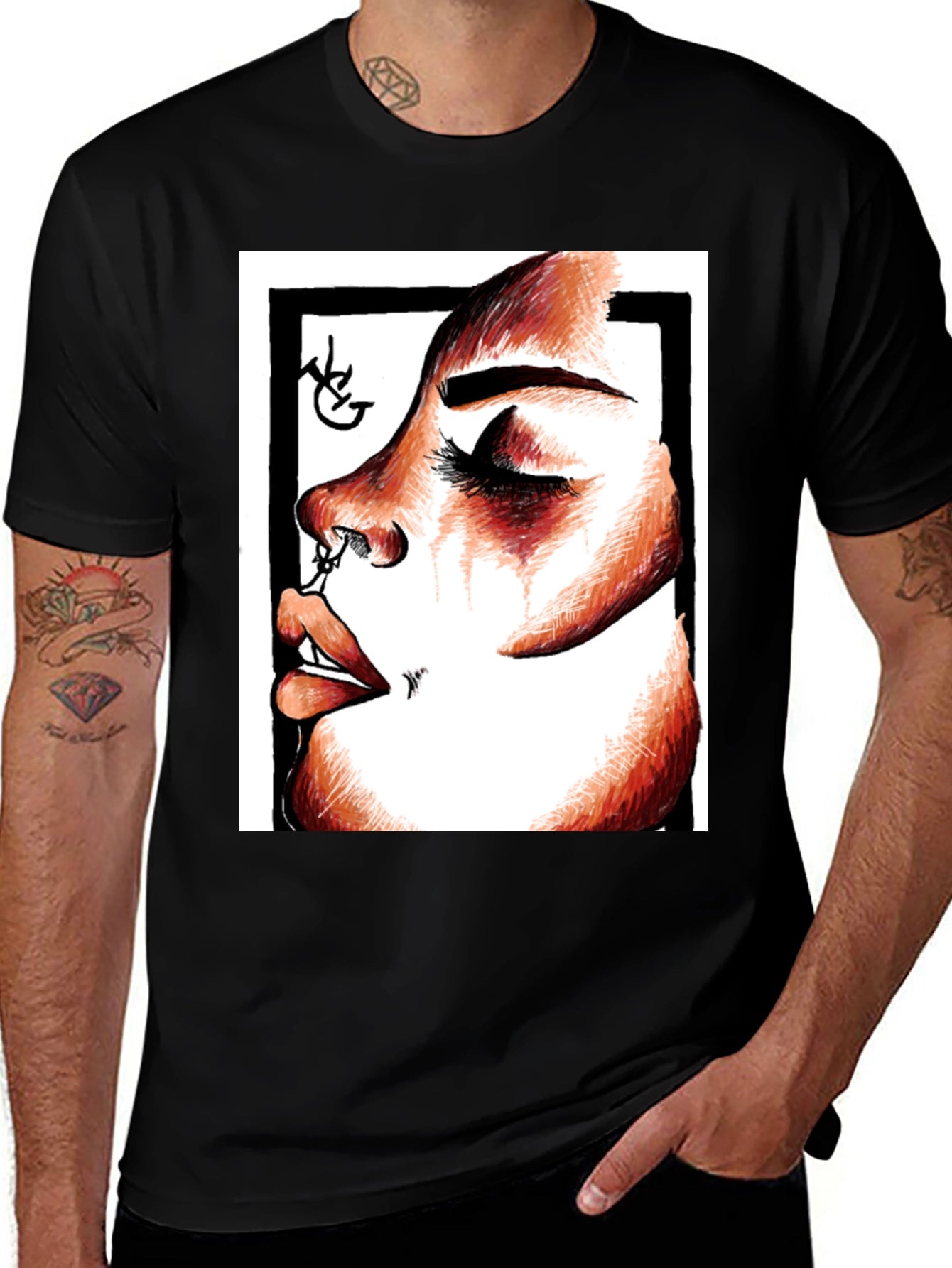 Graphic Tee: Bold Face Portrait T-Shirt