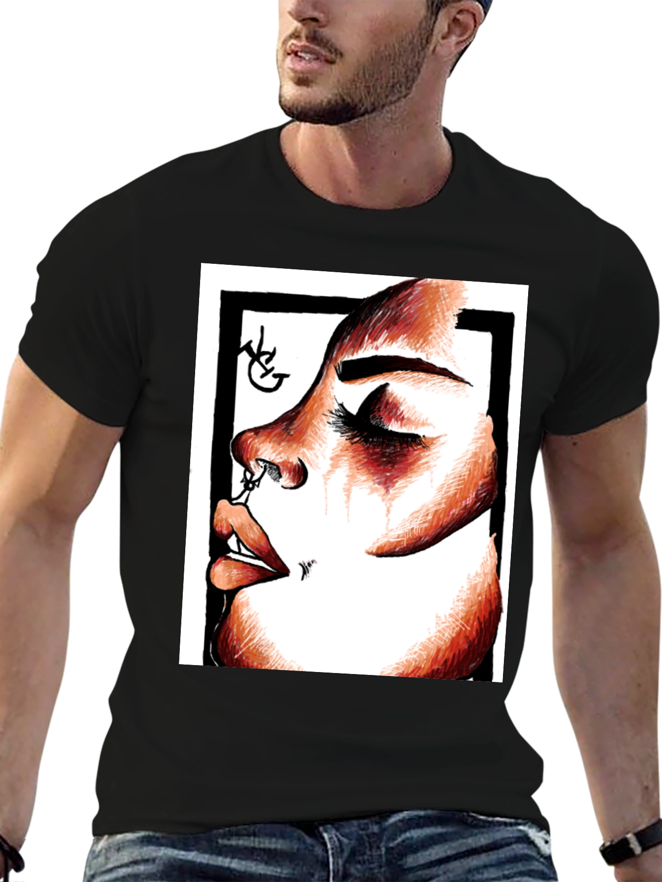 Graphic Tee: Bold Face Portrait T-Shirt