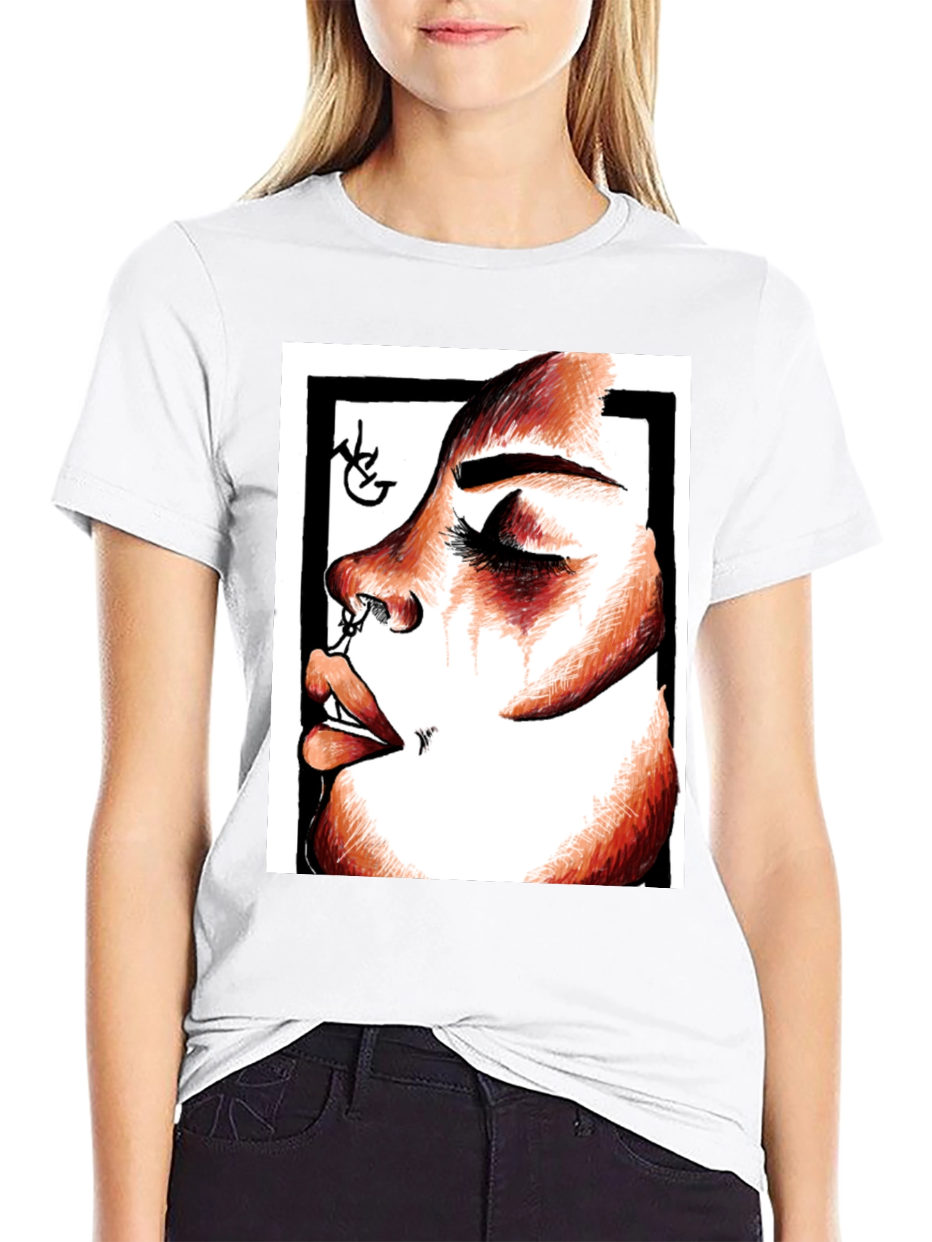 Graphic Tee: Bold Face Portrait T-Shirt