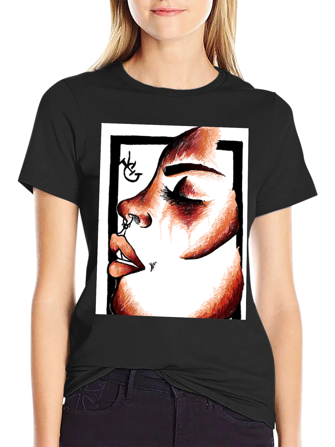Graphic Tee: Bold Face Portrait T-Shirt