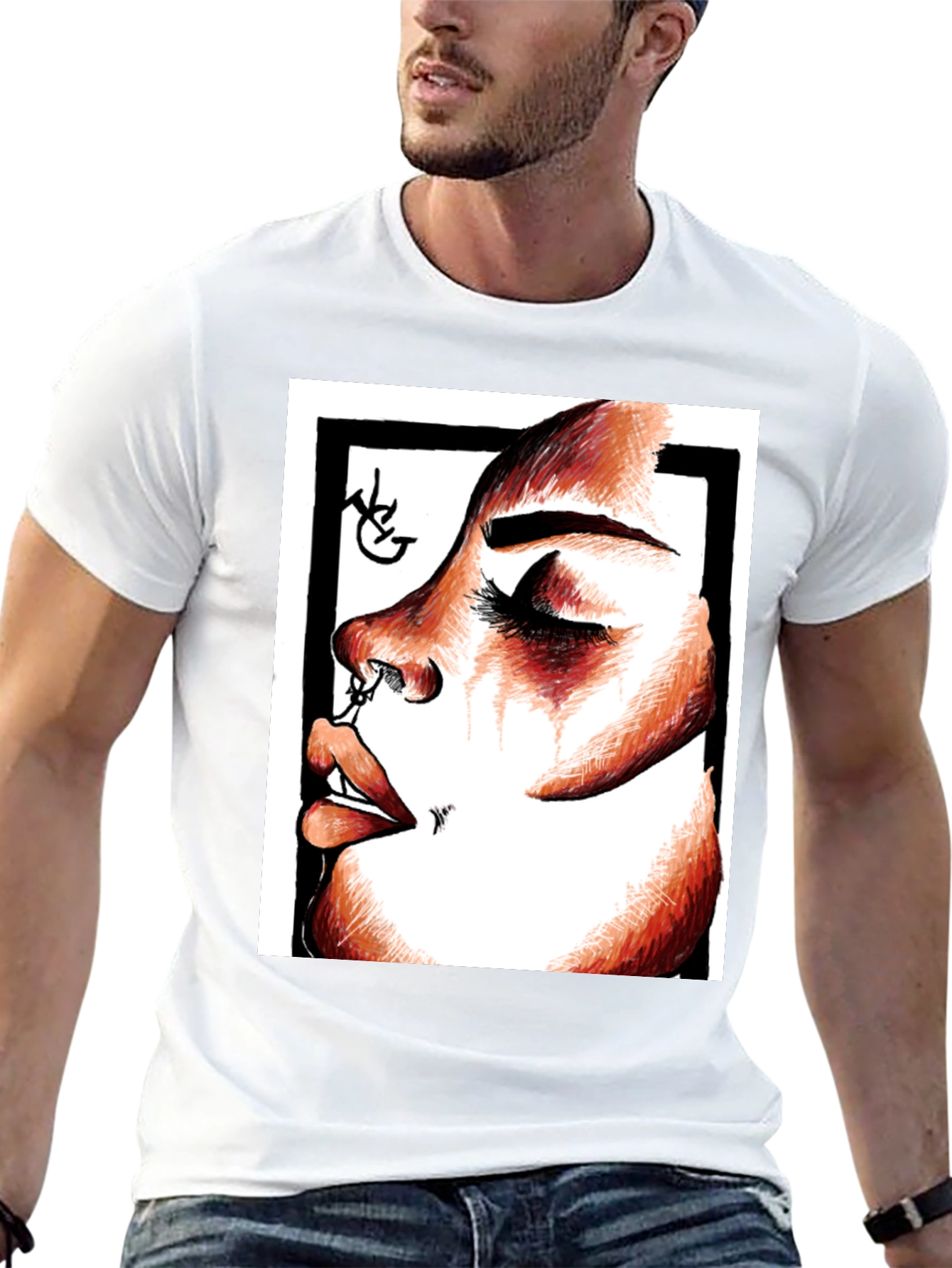 Graphic Tee: Bold Face Portrait T-Shirt