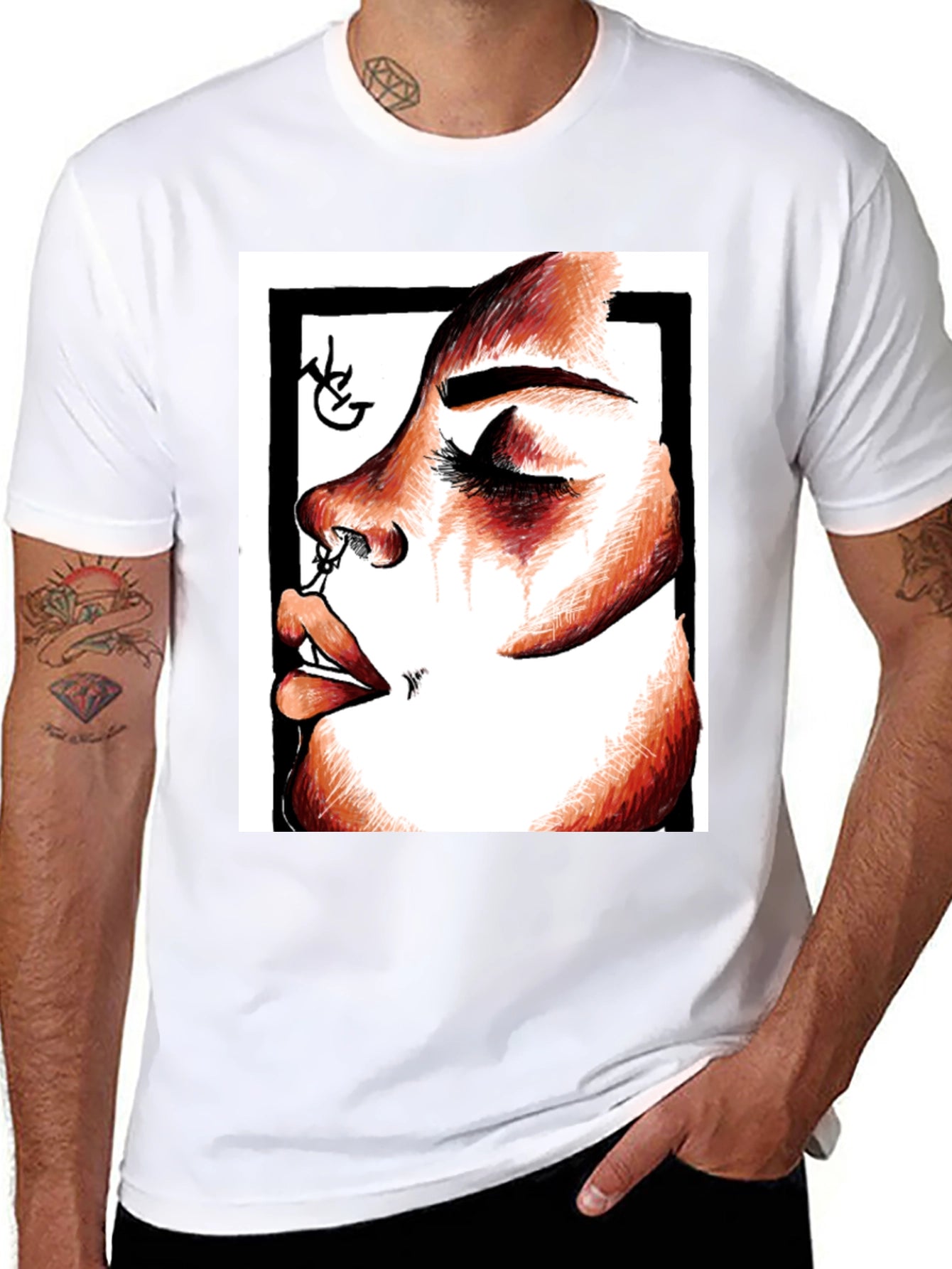 Graphic Tee: Bold Face Portrait T-Shirt