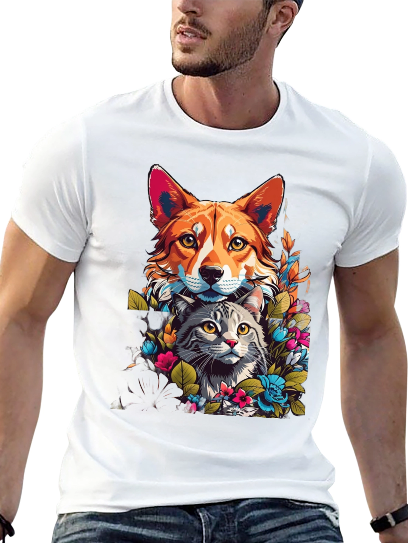 Dog & Cat Floral Graphic Tee