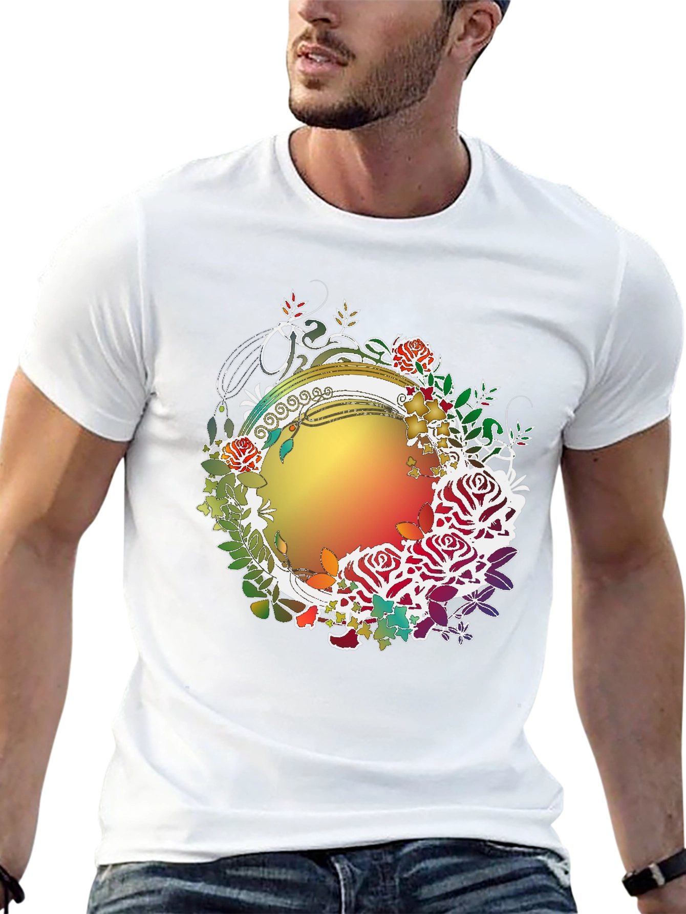 Floral Circle Graphic Print T-Shirt