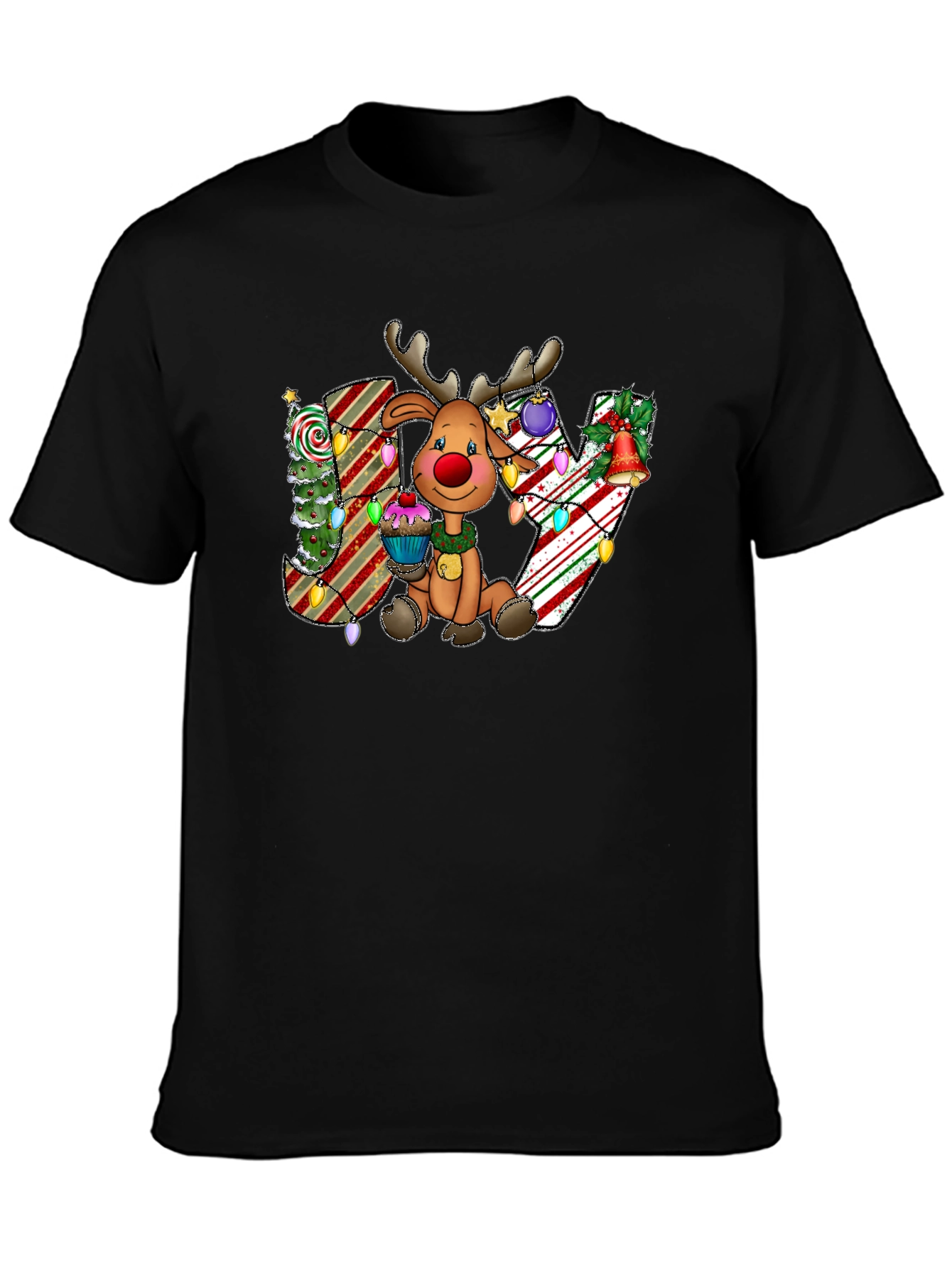 Festive Reindeer JOY Christmas Graphic Tee