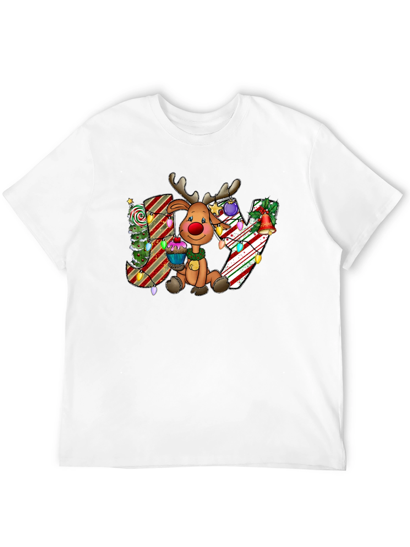 Festive Reindeer JOY Christmas Graphic Tee