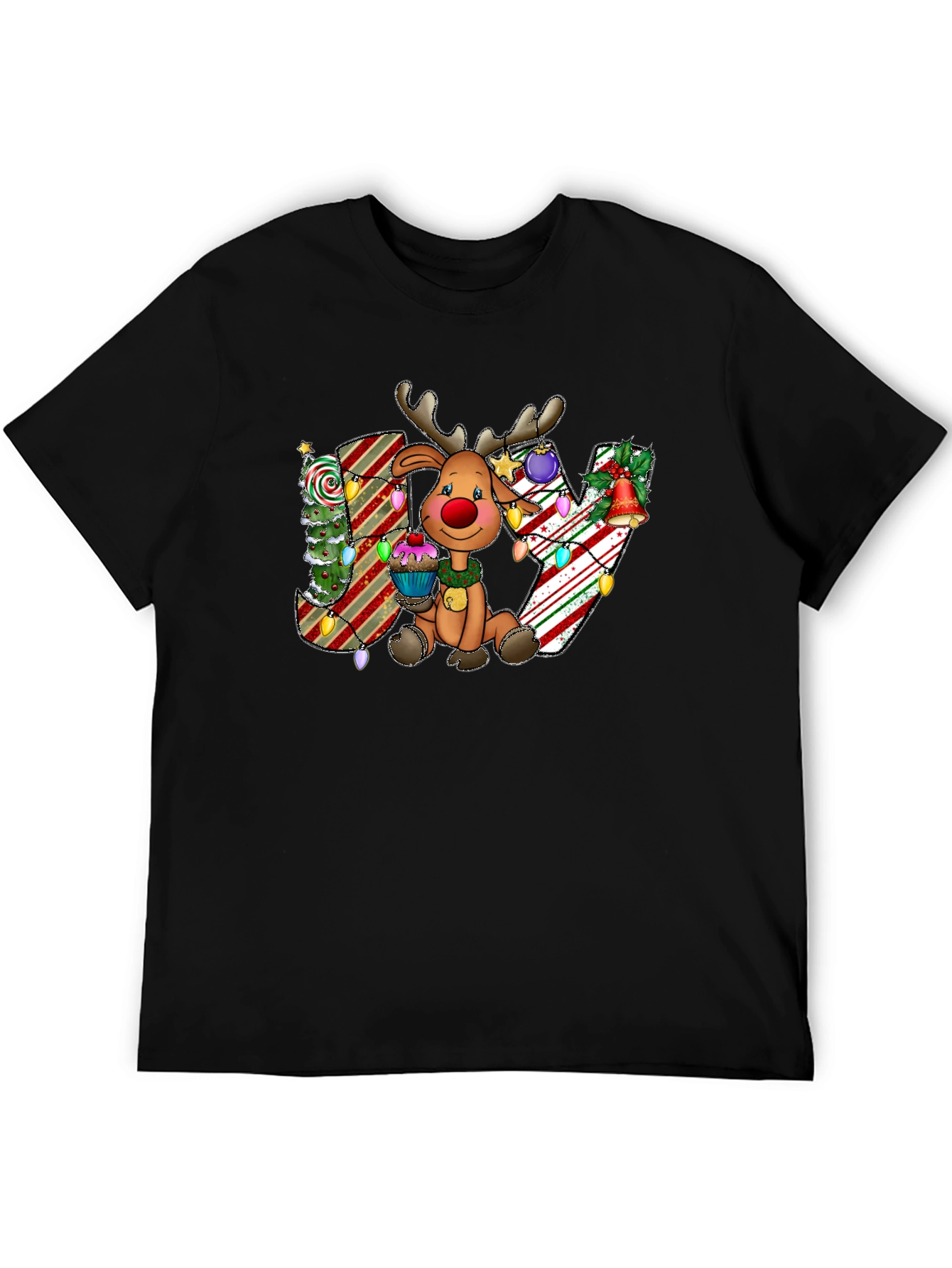 Festive Reindeer JOY Christmas Graphic Tee