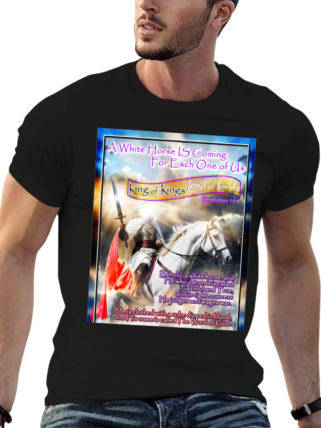 White Horse Rider Graphic T-Shirt