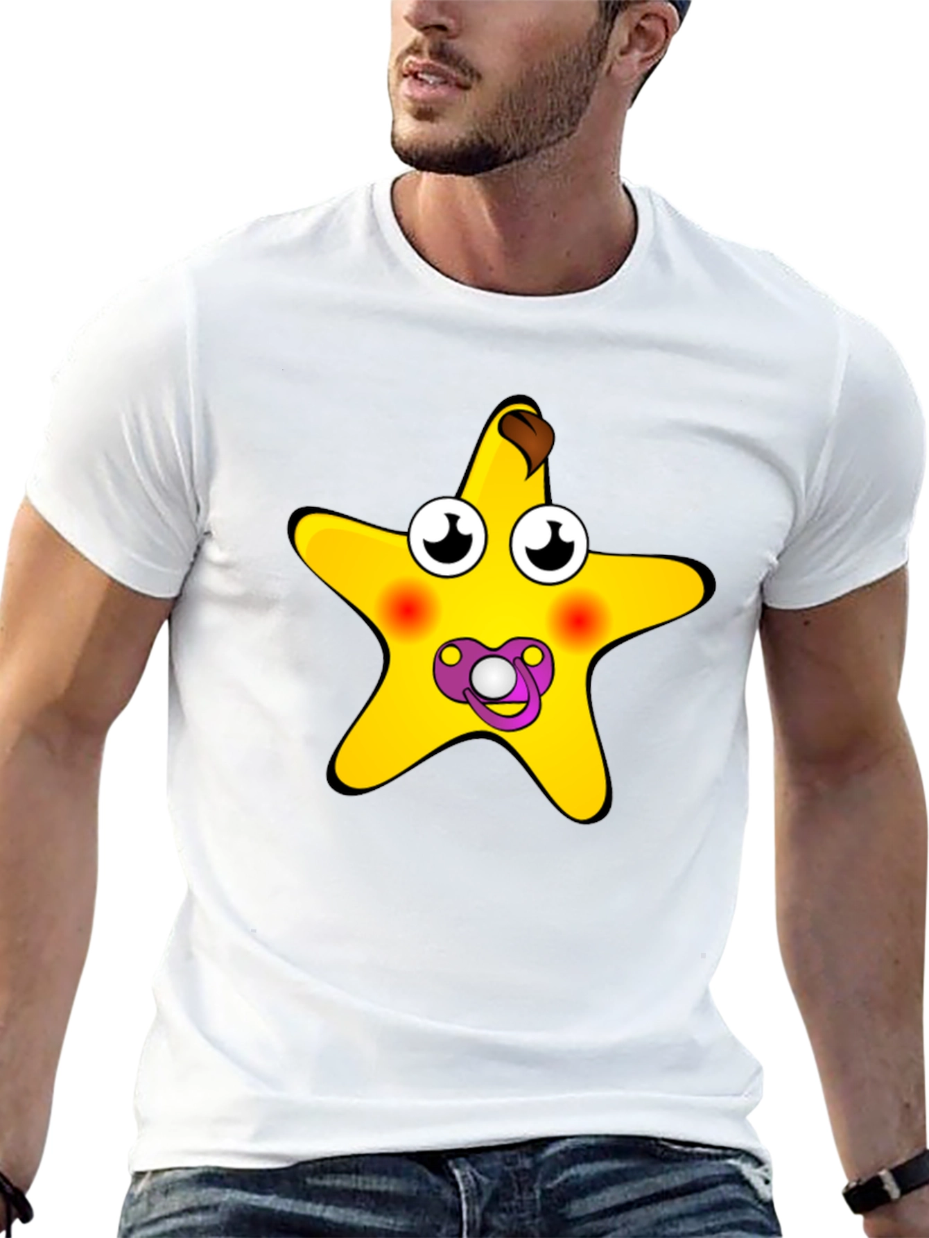 Funny Starfish Baby Pacifier Black T-Shirt