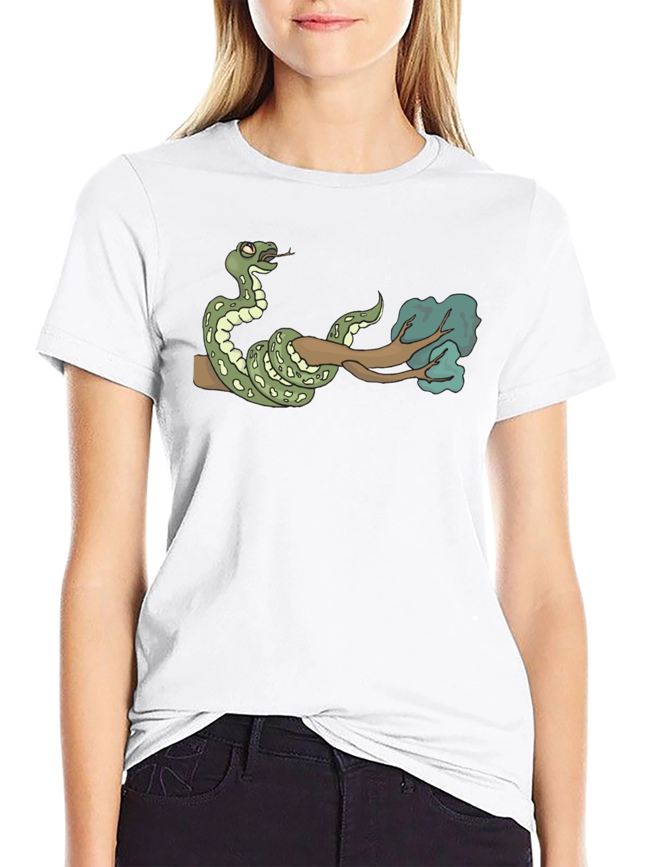 Snake on Branch Graphic Tee - Mens Black T-Shirt