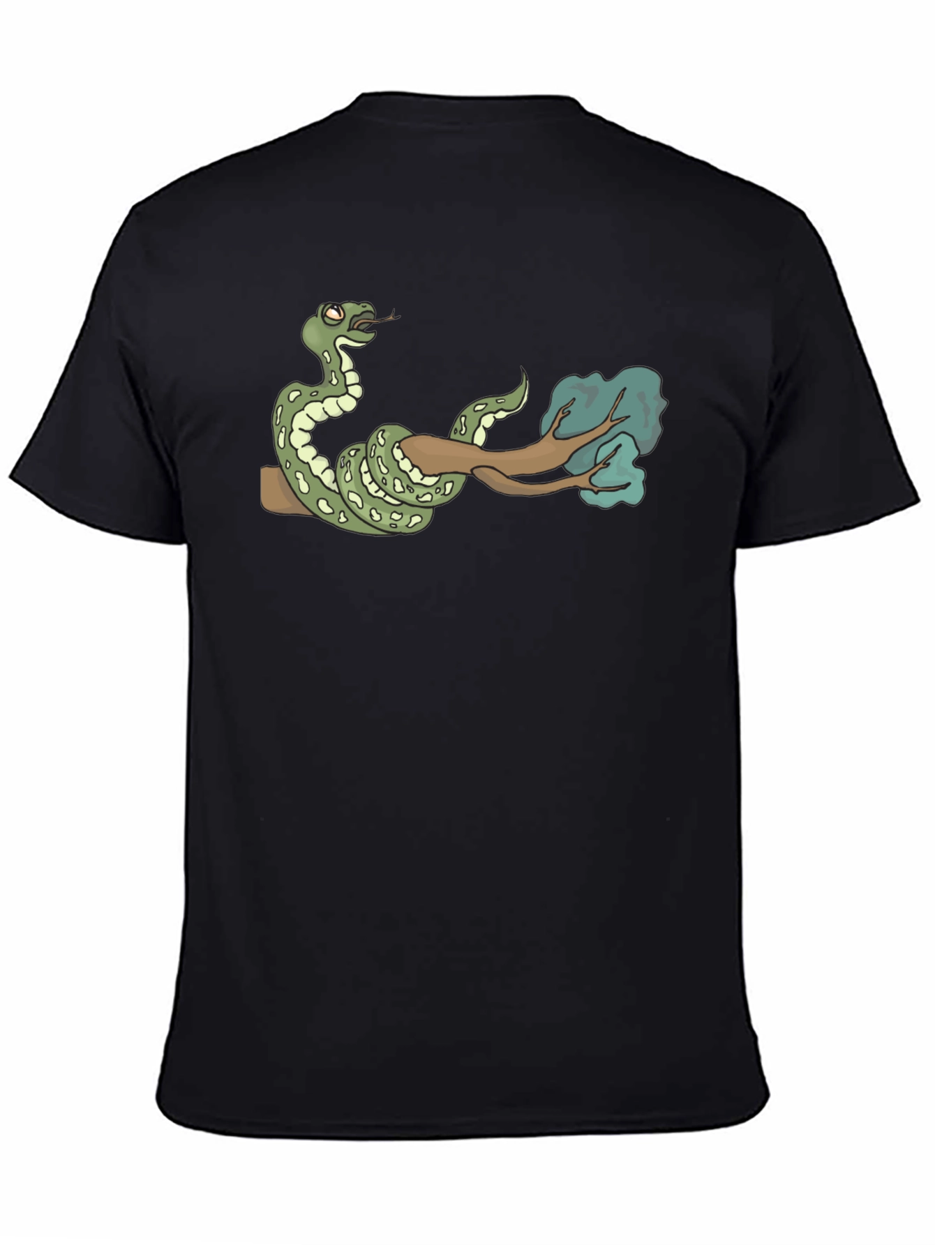 Snake on Branch Graphic Tee - Mens Black T-Shirt