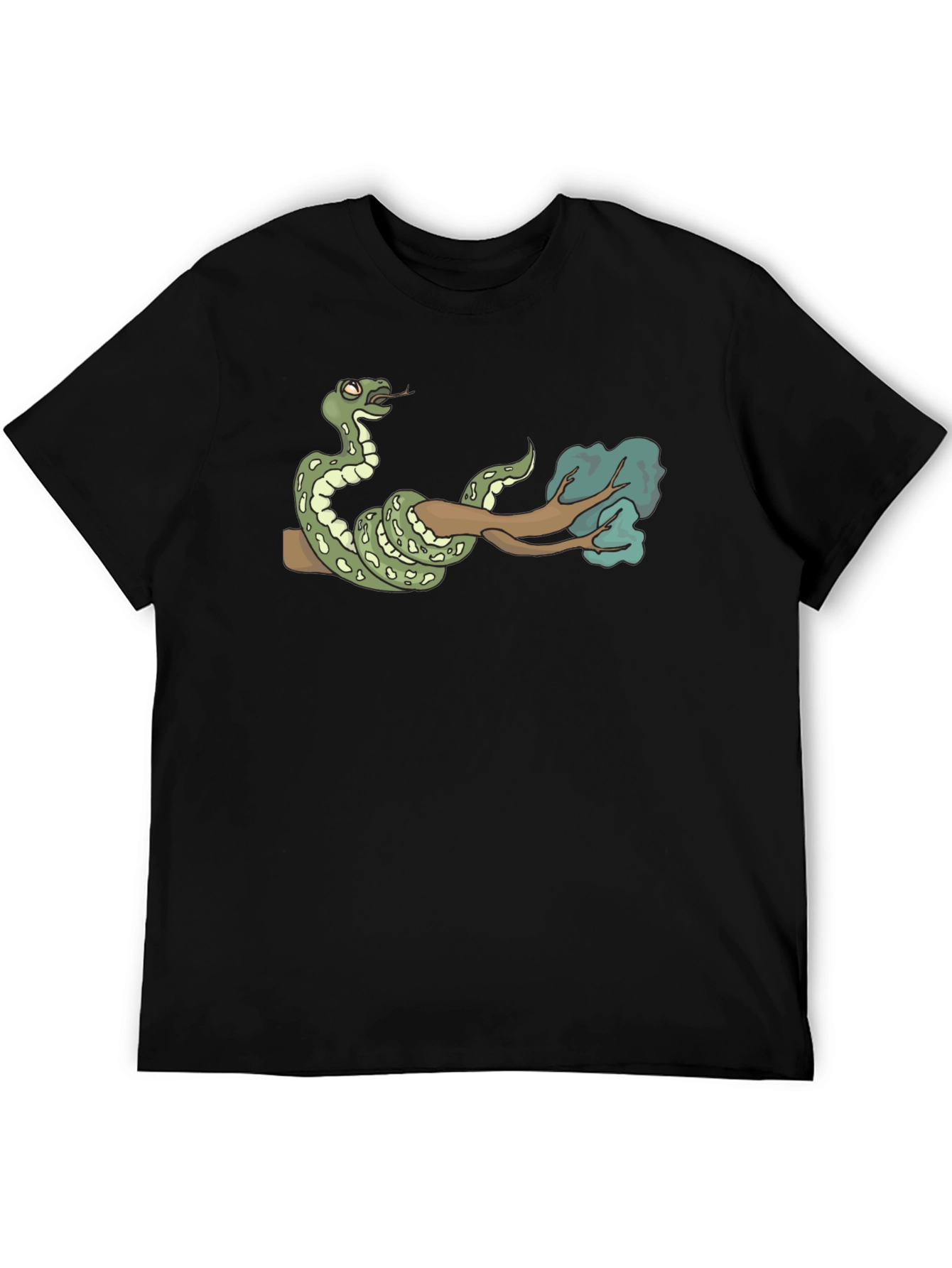 Snake on Branch Graphic Tee - Mens Black T-Shirt