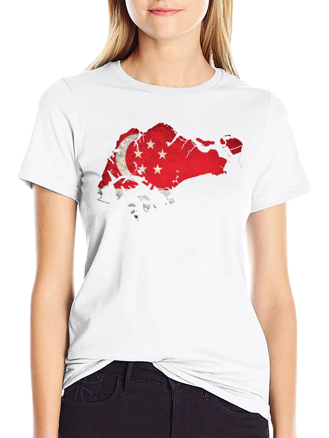 Singapore Flag Map Graphic T-Shirt