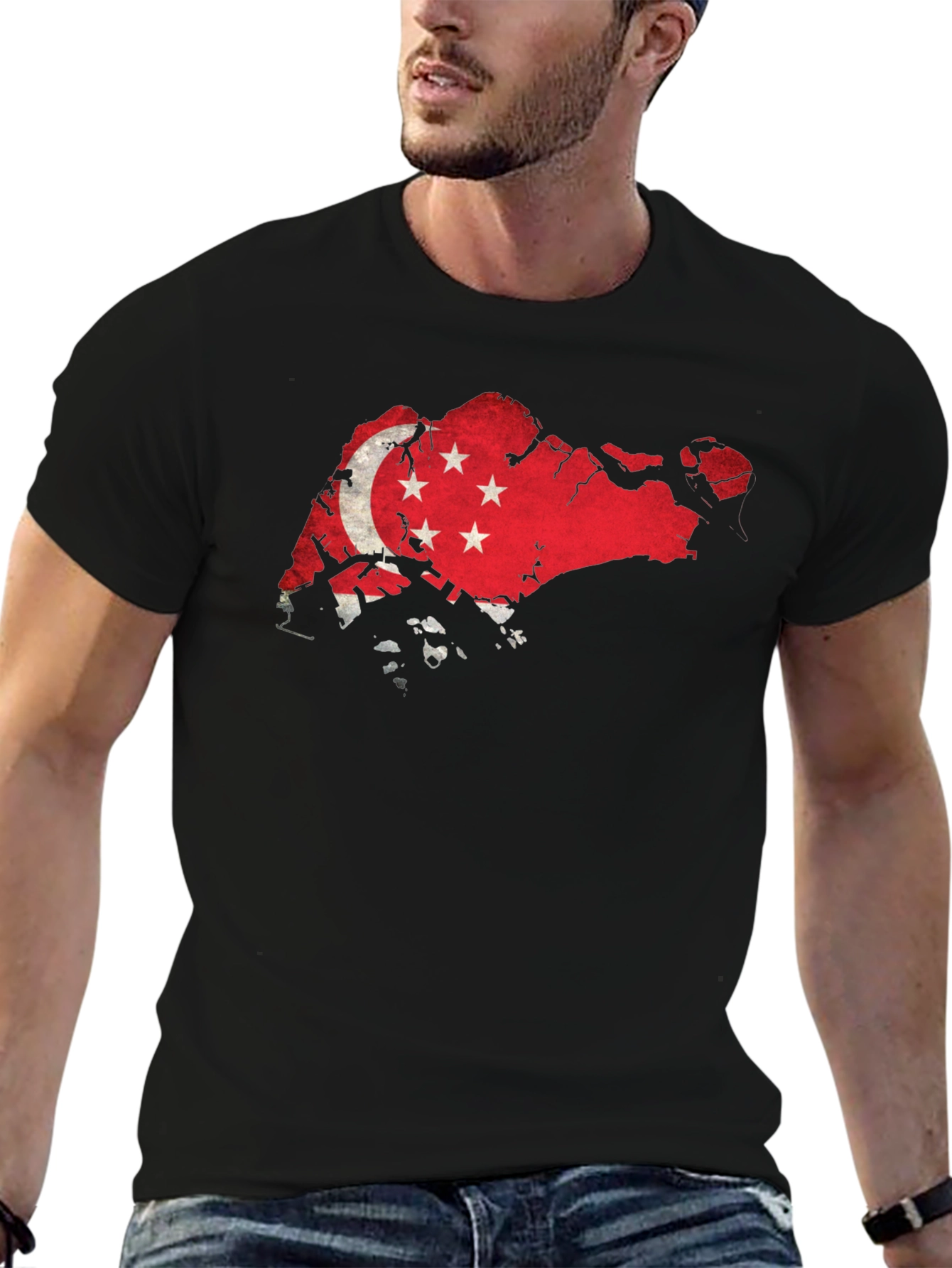 Singapore Flag Map Graphic T-Shirt