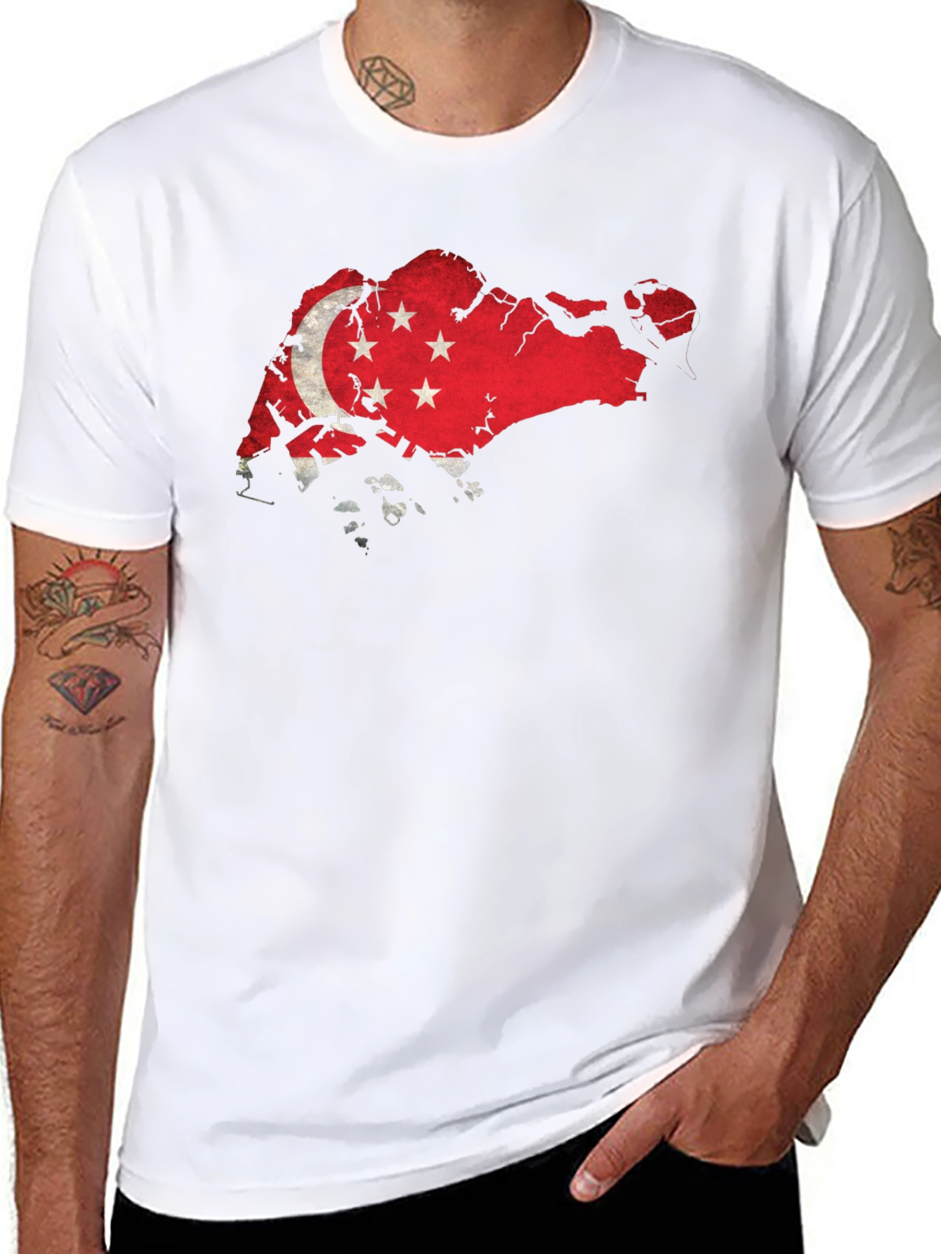 Singapore Flag Map Graphic T-Shirt