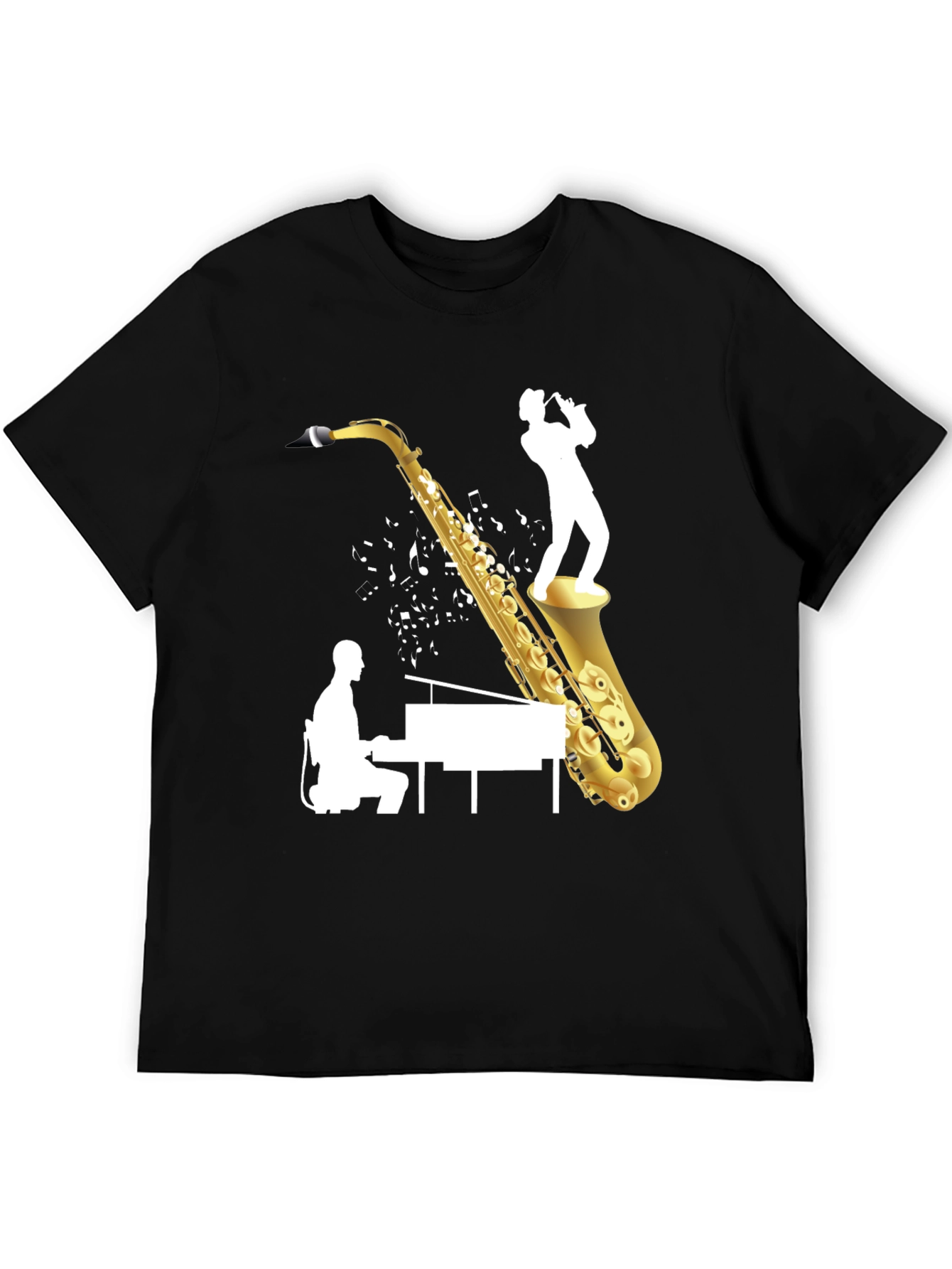 Jazz Saxophone Piano T-Shirt - Music Lover Tee