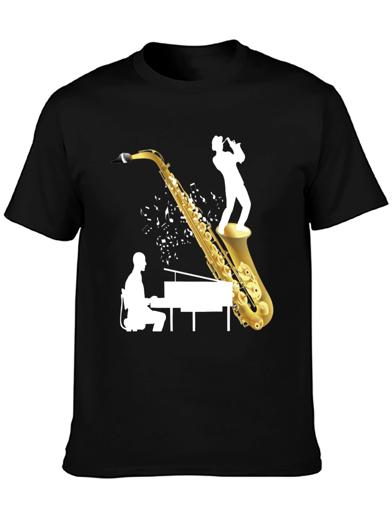 Jazz Saxophone Piano T-Shirt - Music Lover Tee