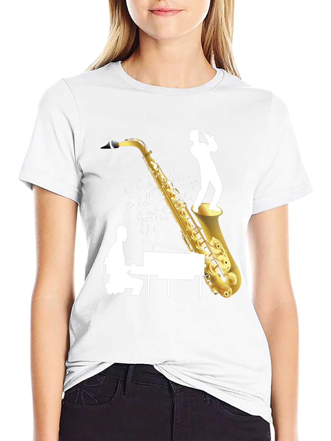 Jazz Saxophone Piano T-Shirt - Music Lover Tee