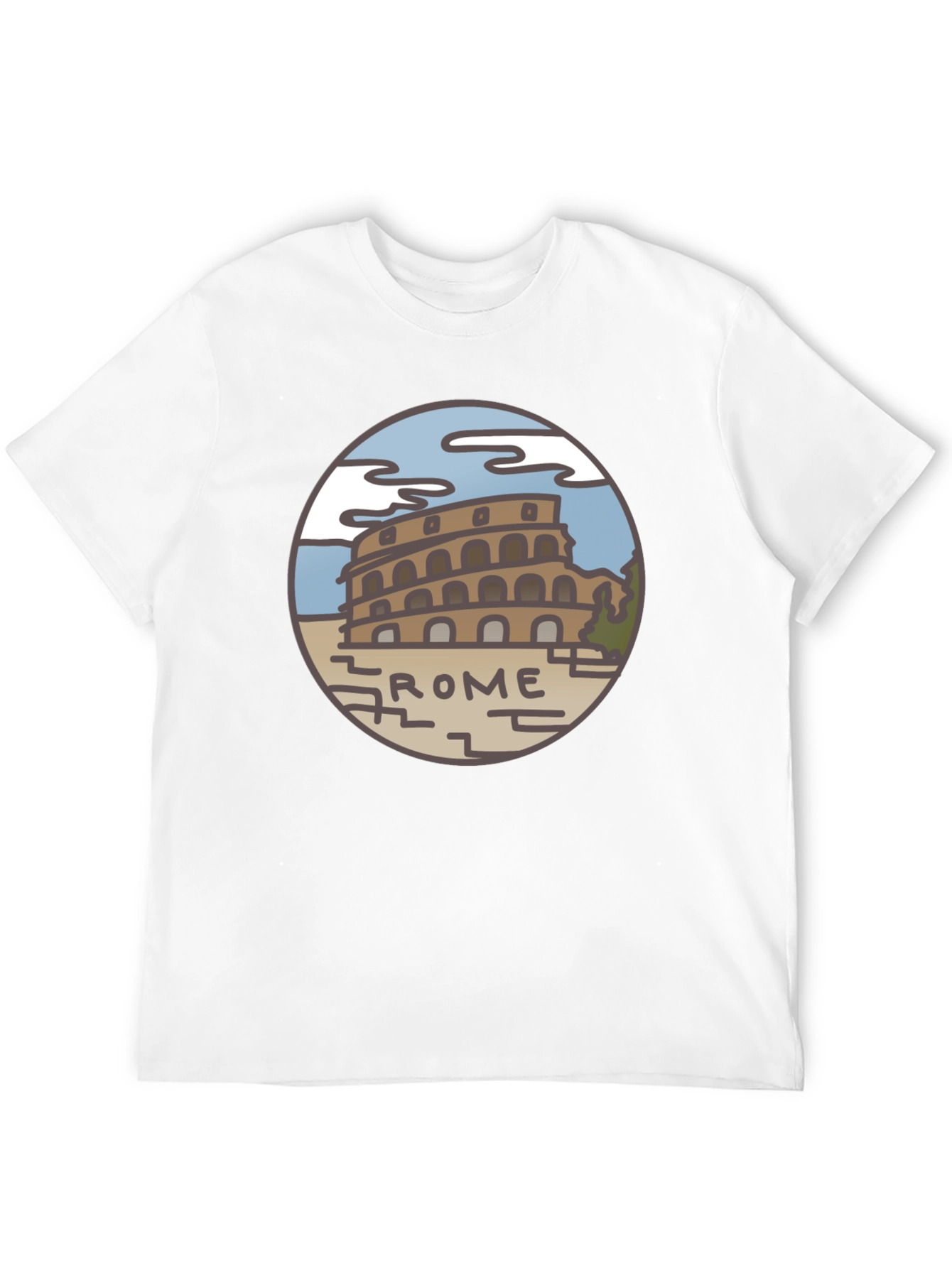 Rome Colosseum Graphic Tee - Black Cotton T-Shirt