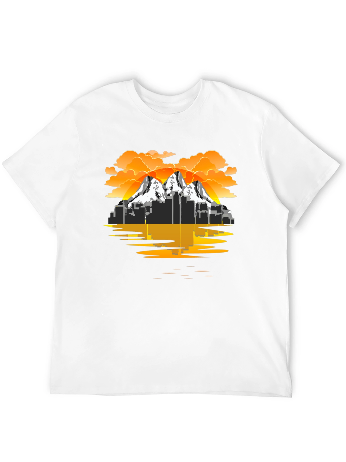 Cityscape Mountain Graphic Tee - Black T-Shirt