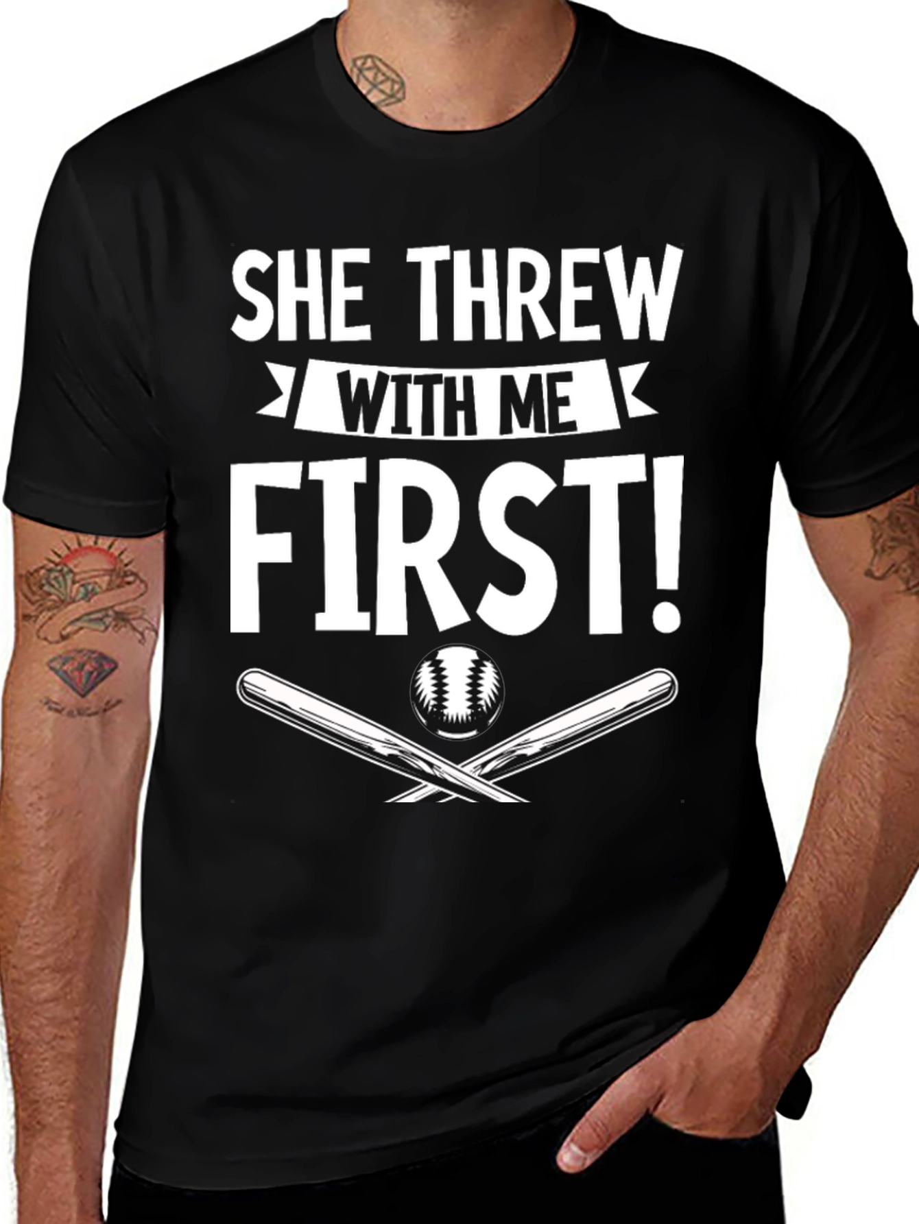 She Threw With Me First Baseball T-Shirt
