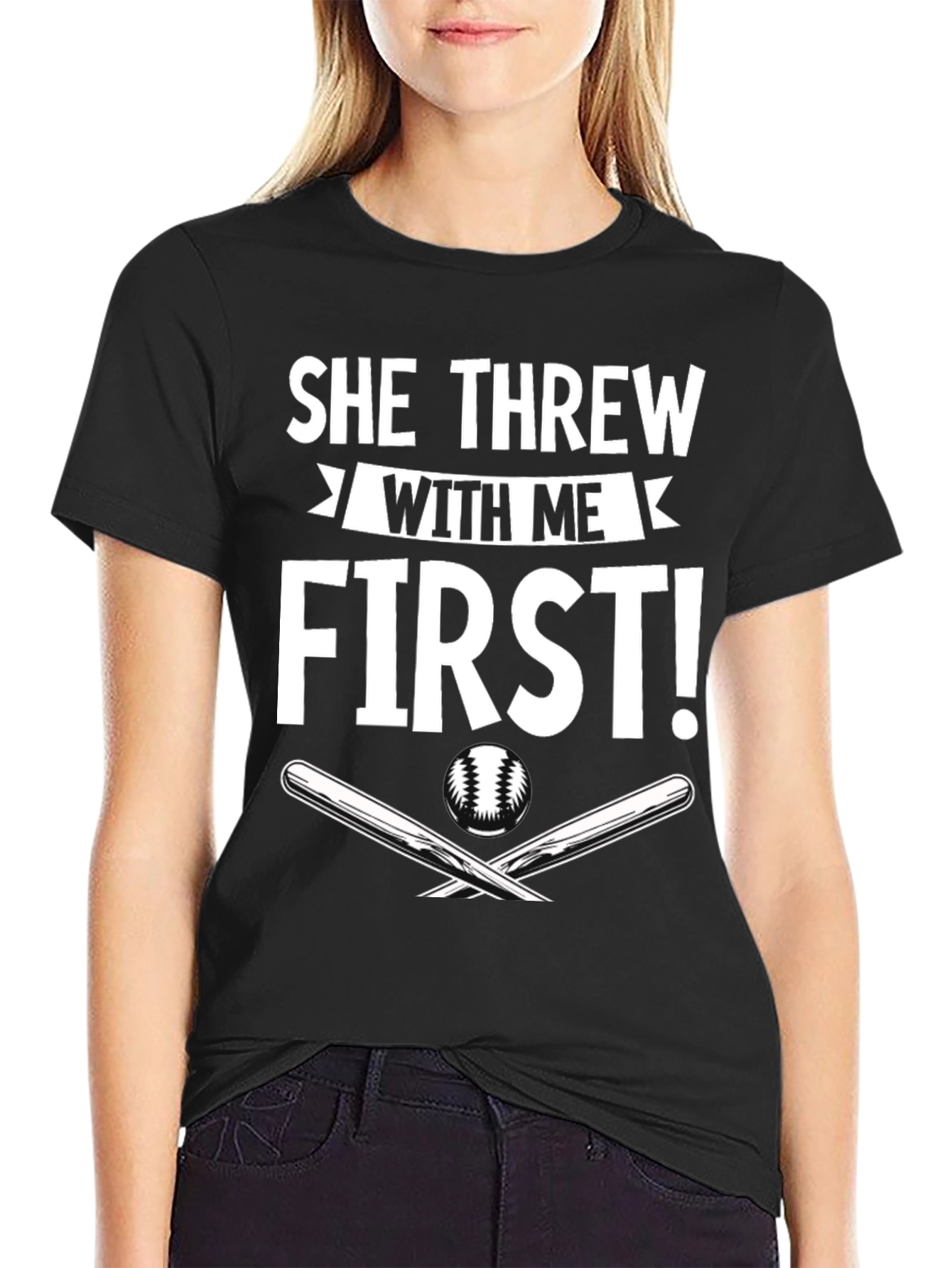 She Threw With Me First Baseball T-Shirt