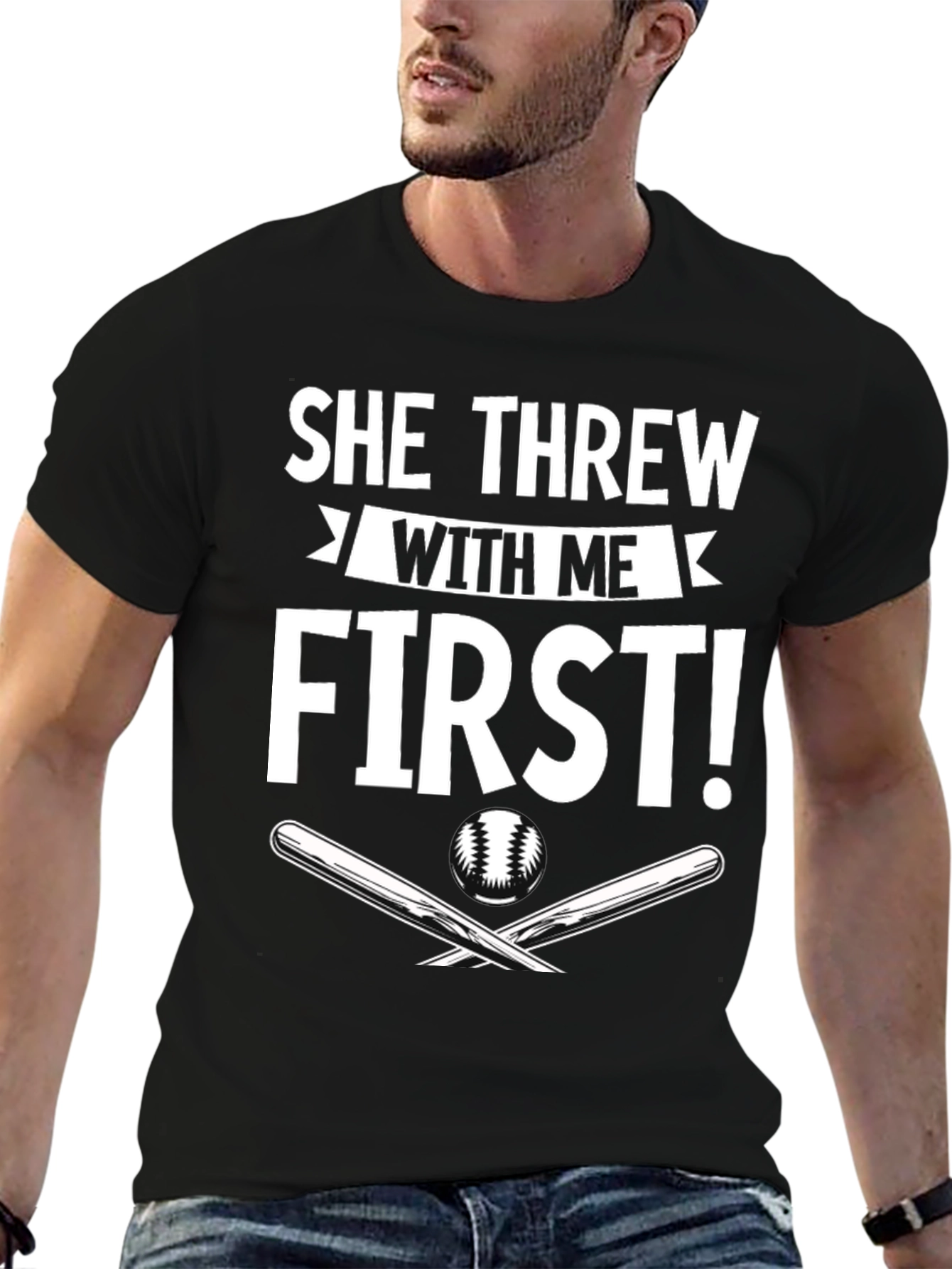 She Threw With Me First Baseball T-Shirt