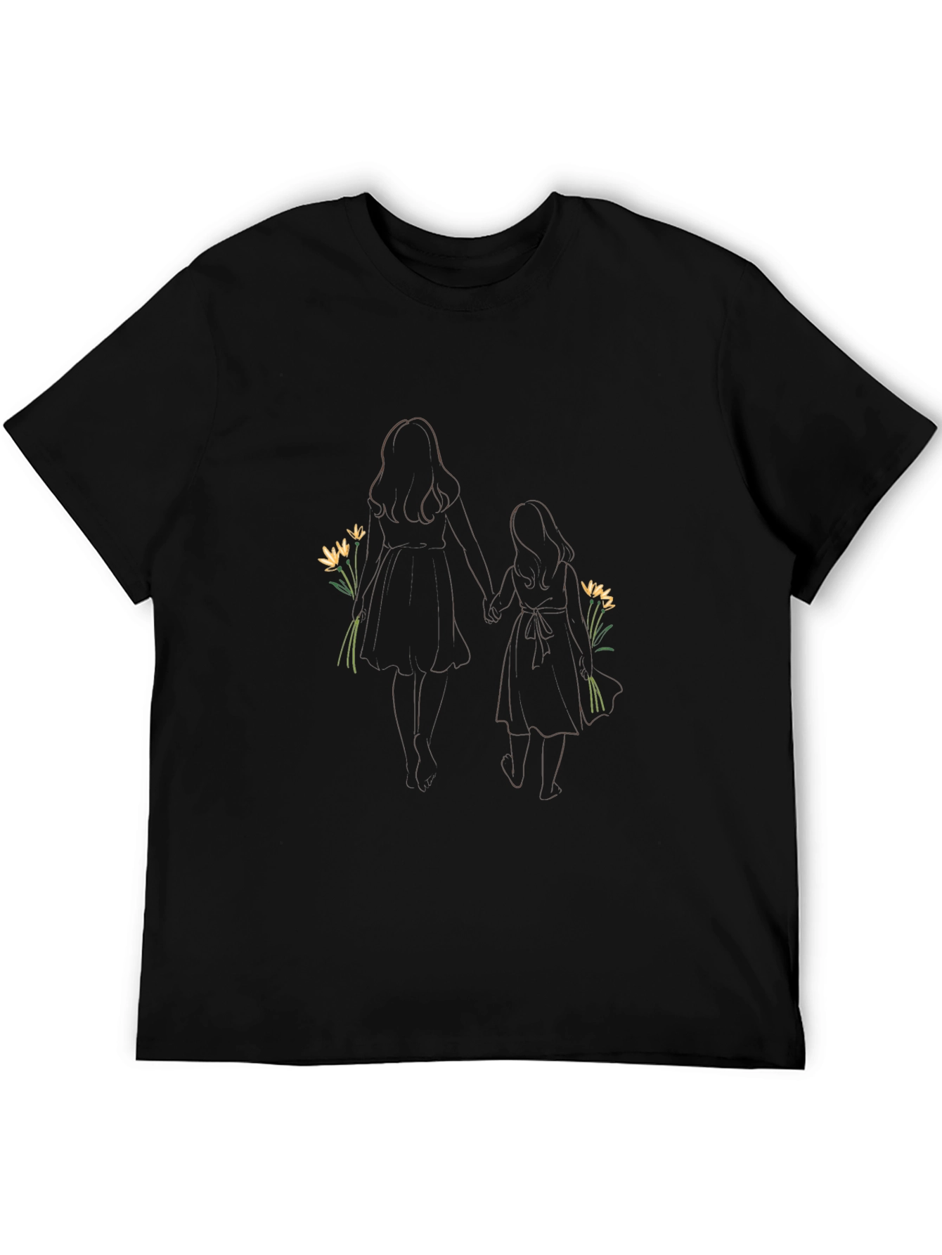 Mother Daughter Floral T-Shirt - Black