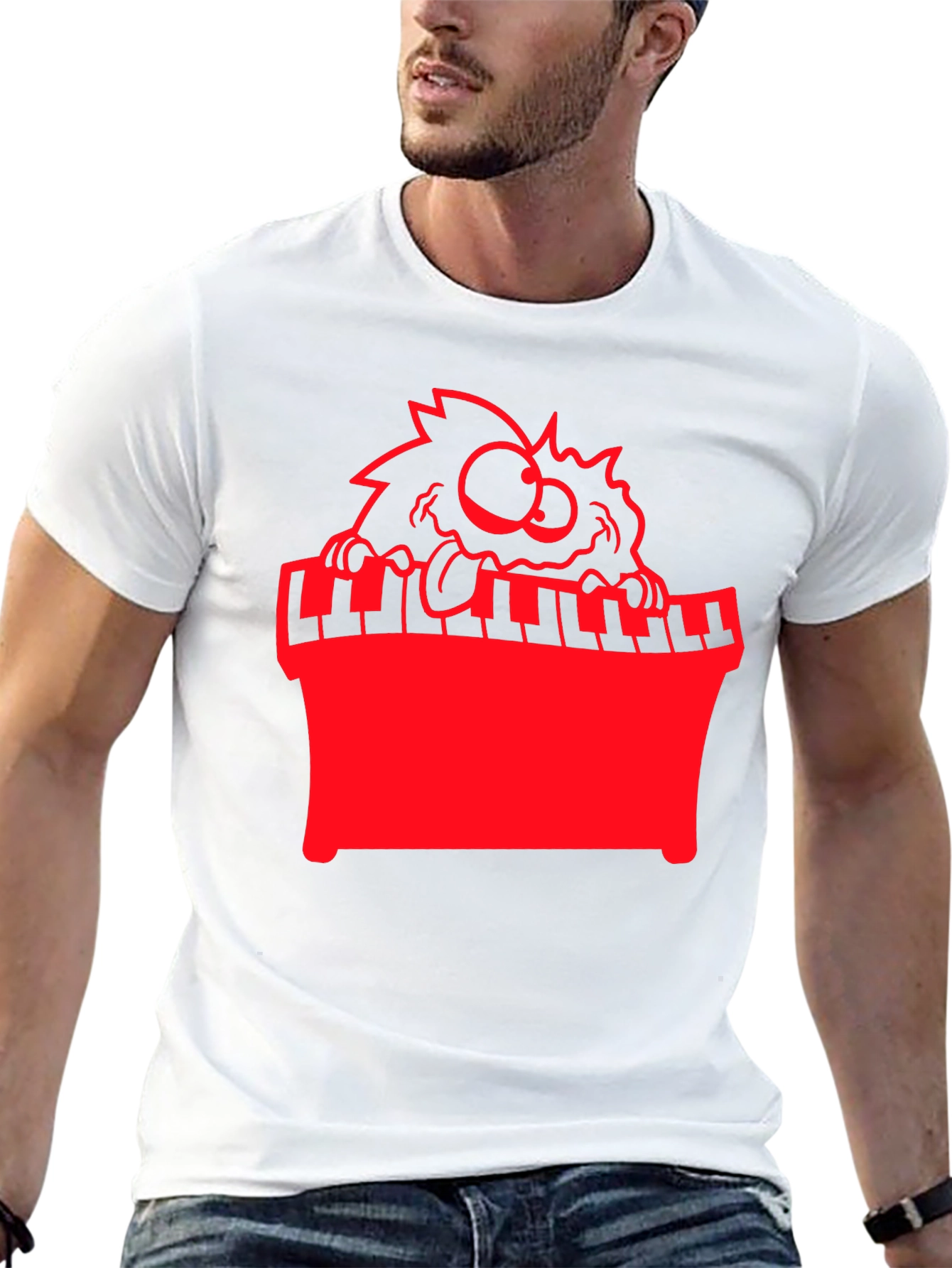 Funny Monster Playing Piano Graphic Tee