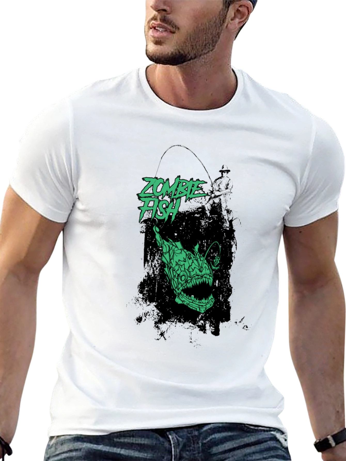 Zombie Fish Graphic Tee - Black Cotton Blend
