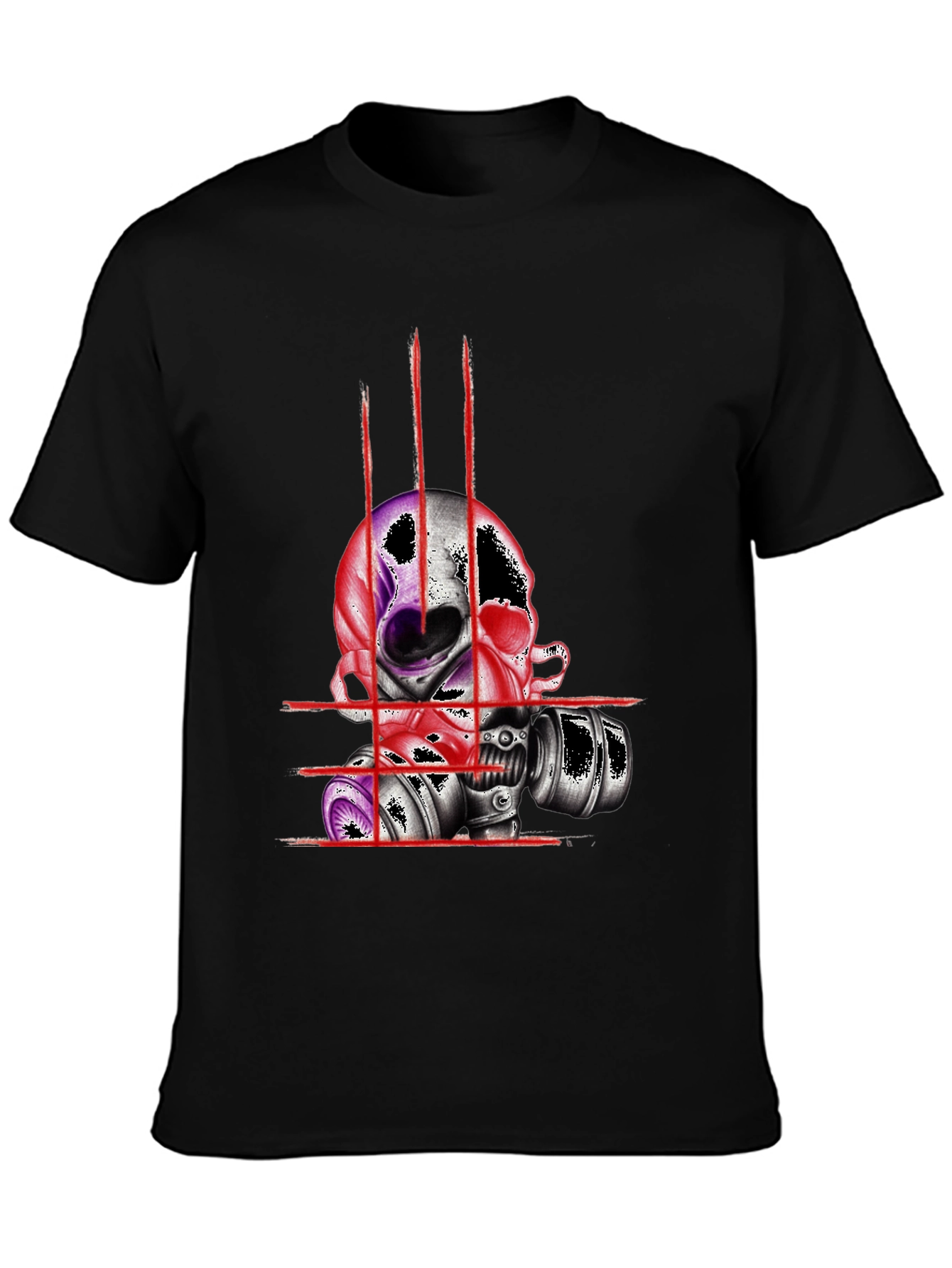 Skull & Mask Graphic Tee - Edgy Design