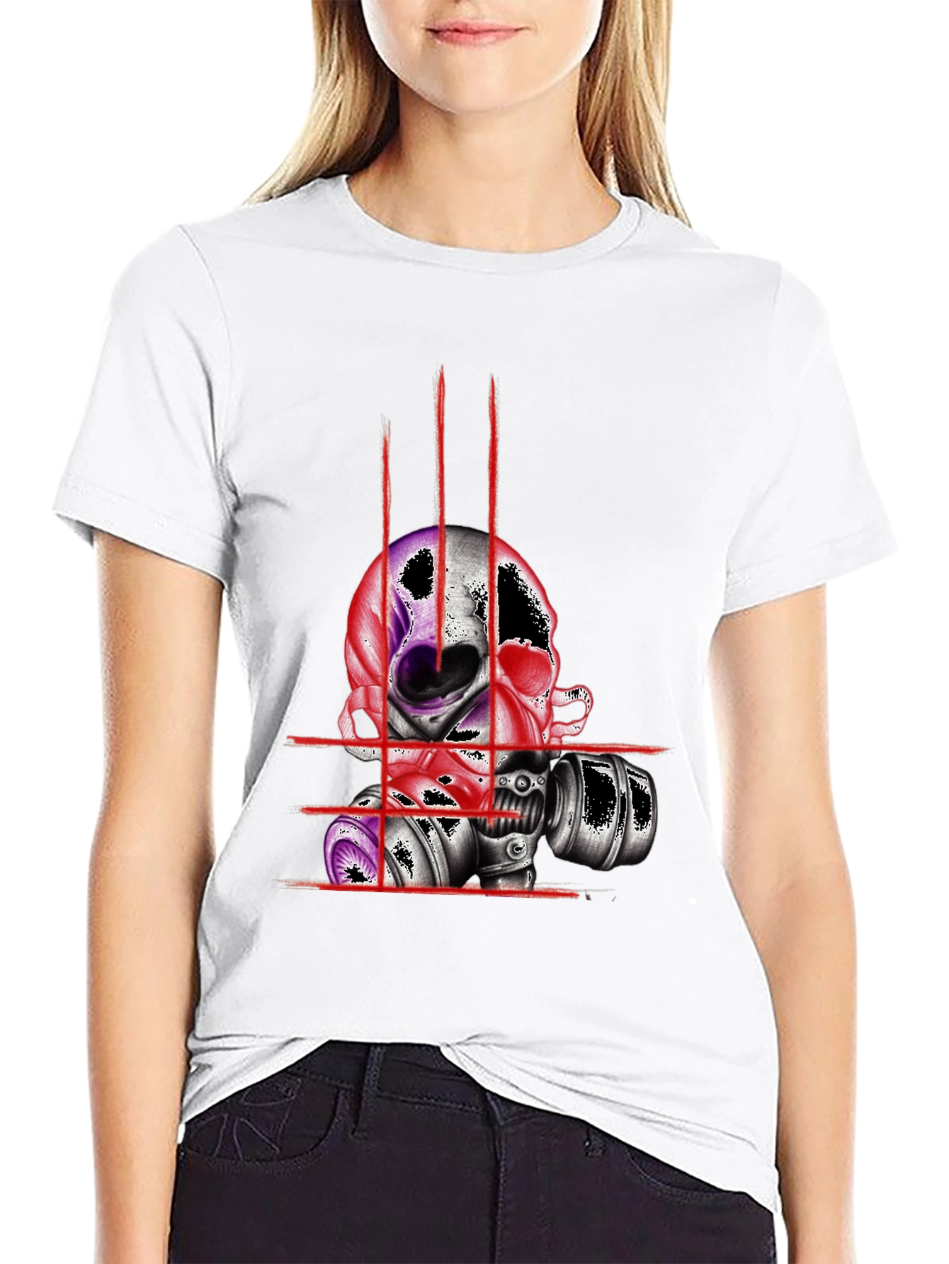 Skull & Mask Graphic Tee - Edgy Design