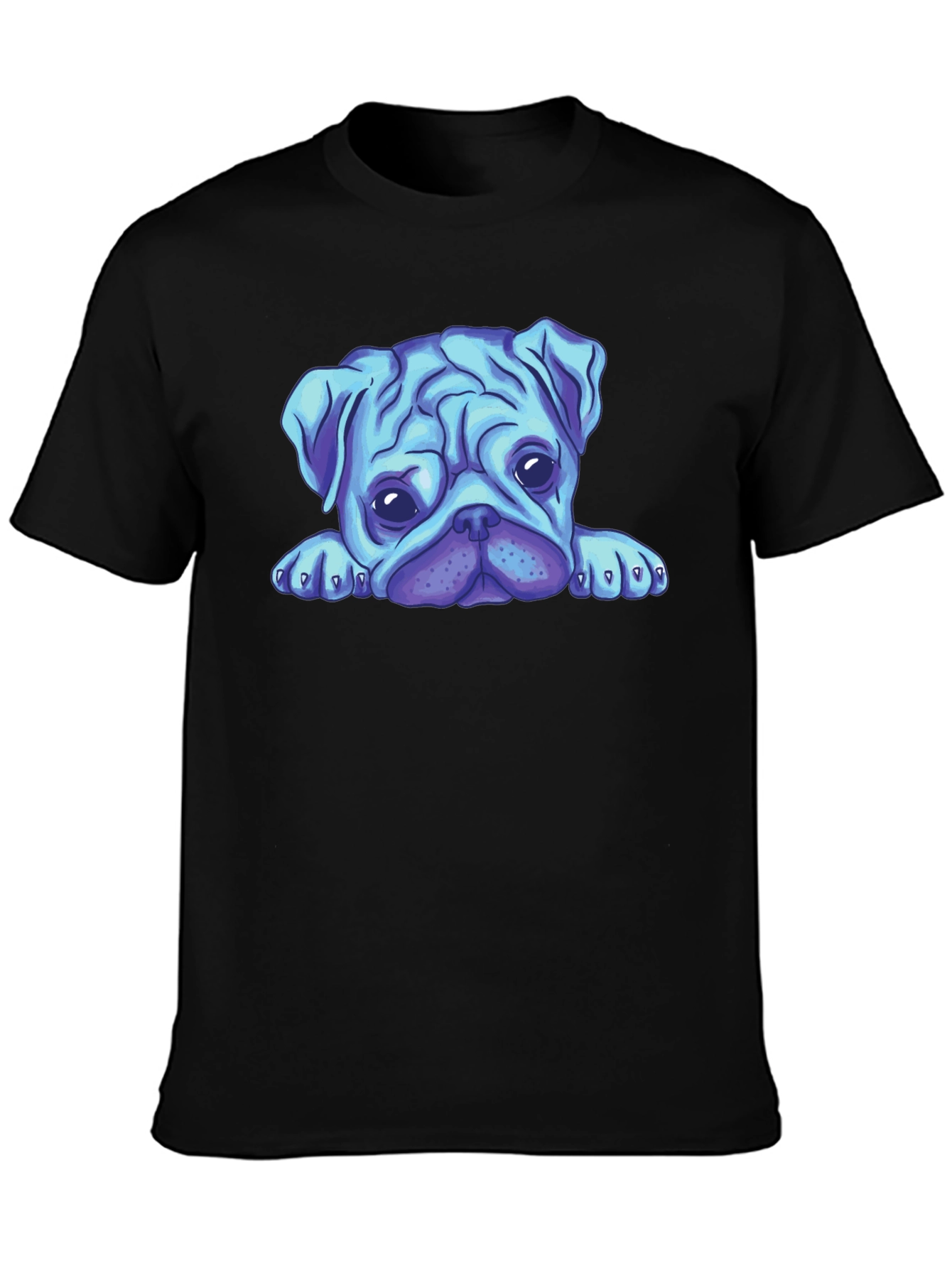 Blue Pug Graphic Tee - Mens Black T-Shirt